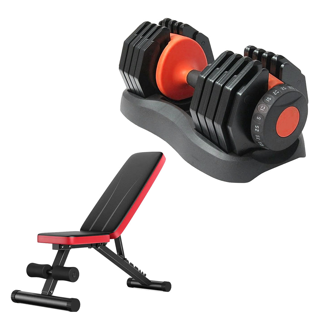 Heavy-Duty 40 kg Adjustable Dumbbell – Rubber-Coated Cast Iron with Fast Smart Dial | Full-Range Home Strength Training Set for Compact Gym Spaces