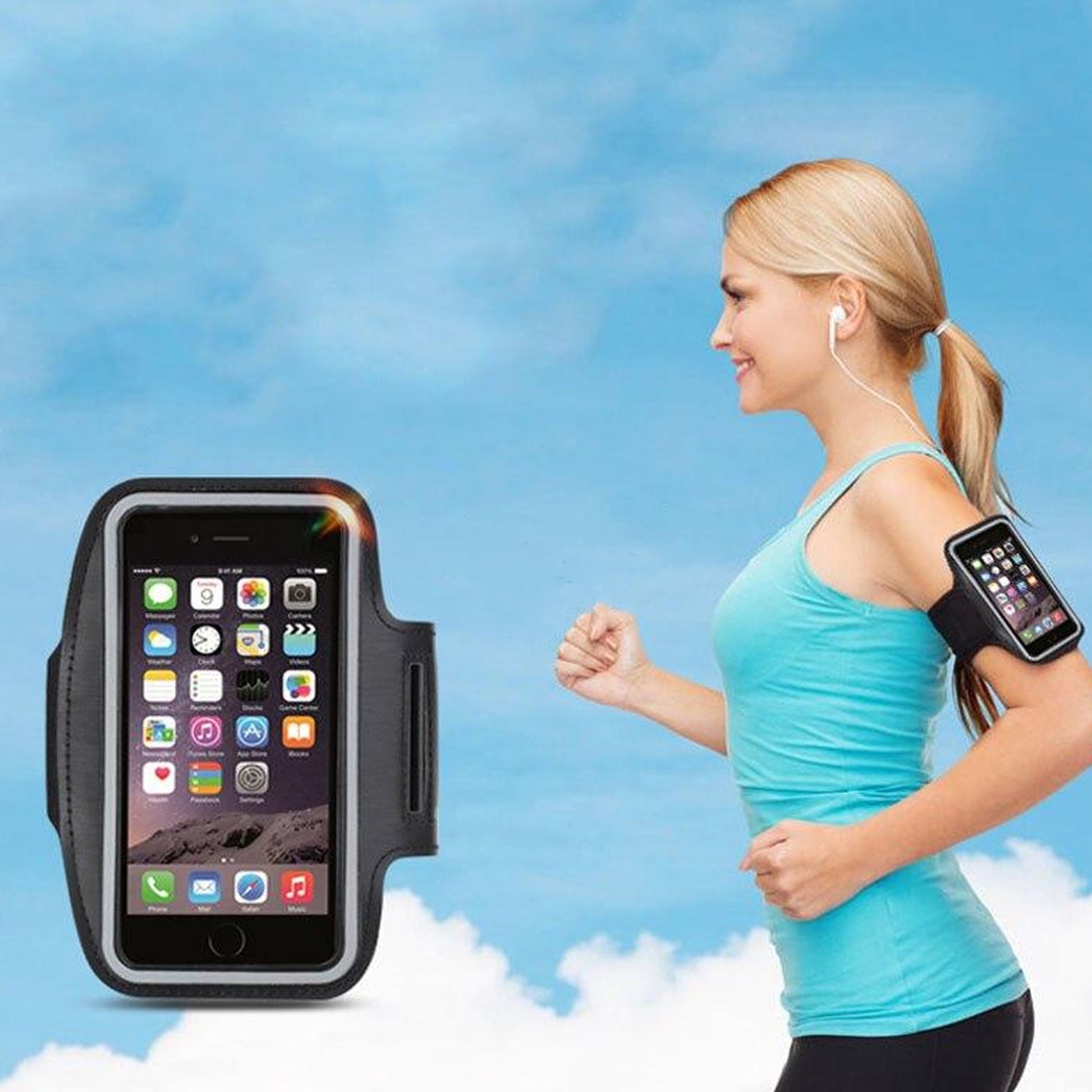 Waterproof Reflective Running Phone Armband – Elastic Fit, Touchscreen Access, Fits Phones up to 7″ for Home Gym & Outdoor Fitness