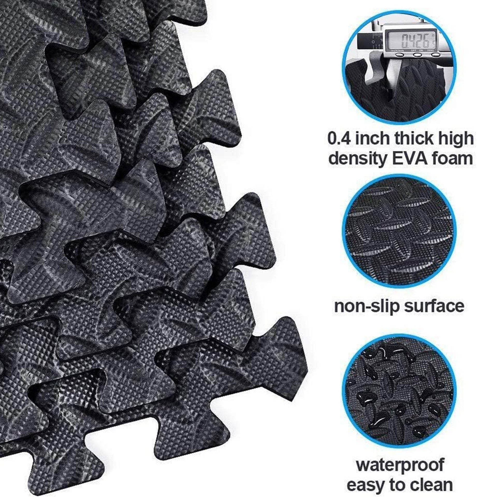 High-Density EVA Foam Gym Floor Tiles – 10mm Interlocking Puzzle Mats | Non-Slip, Shock-Absorbing Exercise Flooring for Home Gym & Garage Setup