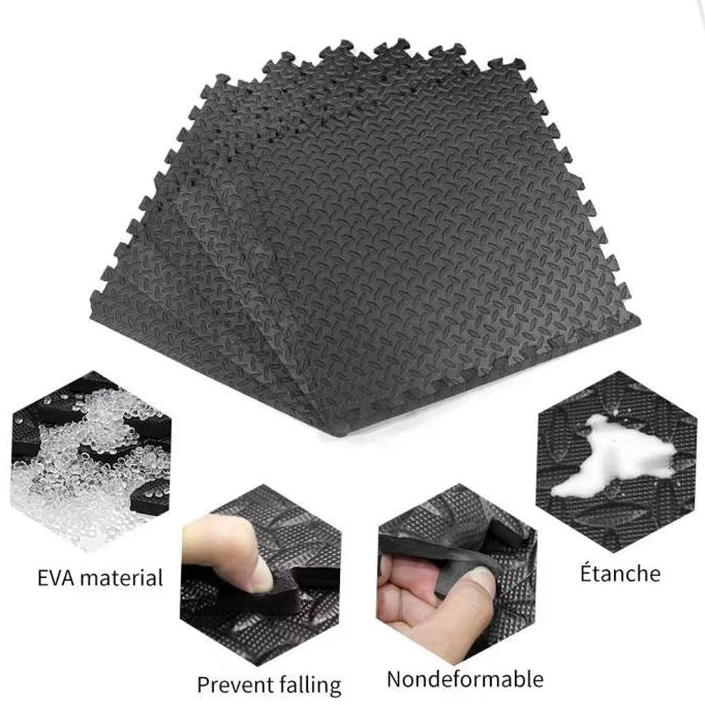 High-Density EVA Foam Gym Floor Tiles – 10mm Interlocking Puzzle Mats | Non-Slip, Shock-Absorbing Exercise Flooring for Home Gym & Garage Setup