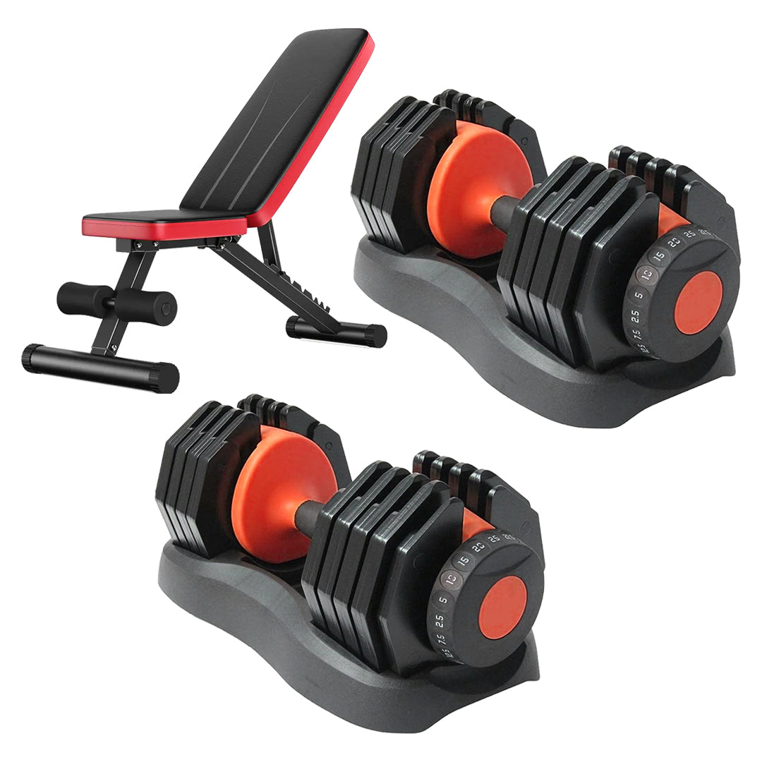 Heavy-Duty 40 kg Adjustable Dumbbell – Rubber-Coated Cast Iron with Fast Smart Dial | Full-Range Home Strength Training Set for Compact Gym Spaces