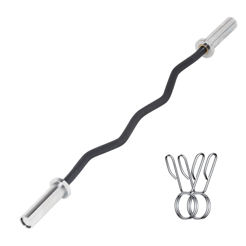 EZ Curl Olympic Bar 47″ – Solid Chrome Steel, Wrist-Safe Angled Grip, 2″ Plate Compatibility – Ultimate Strength Bar for Biceps & Home Gym Training