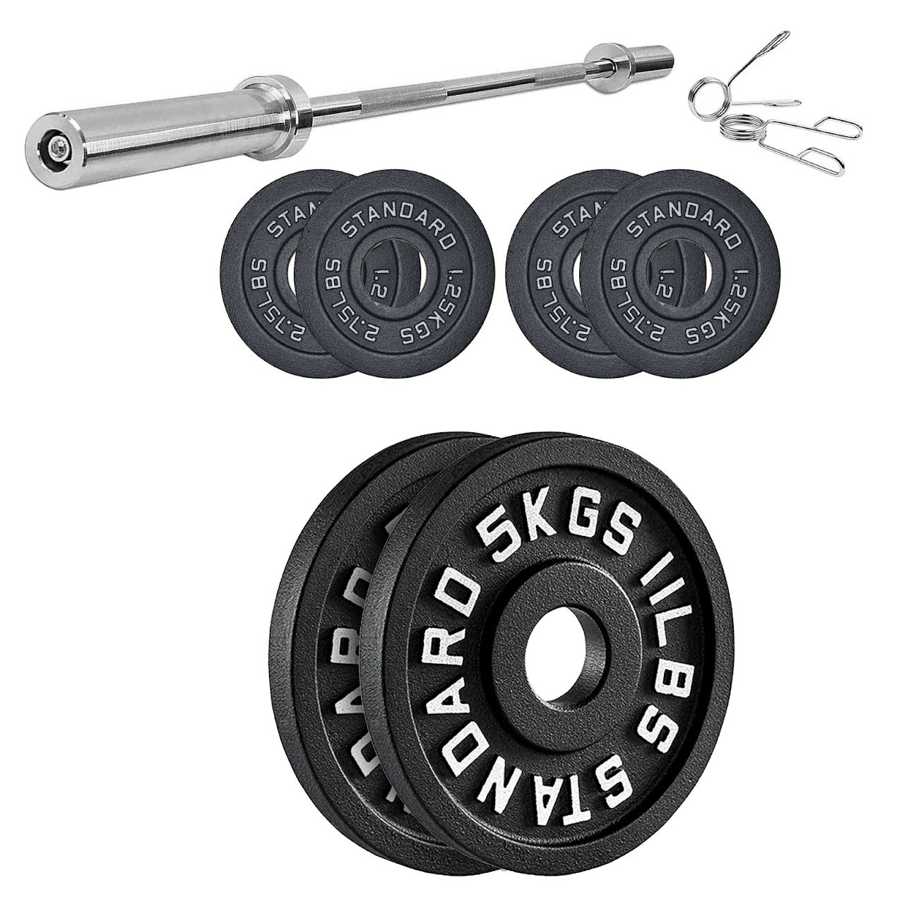 Olympic Cast Iron Weight Plates – Matte Black Deep‑Dish Design, 2″ Hole, Heavy-Duty Build for Barbell Training, Home Gym & Strength Workouts