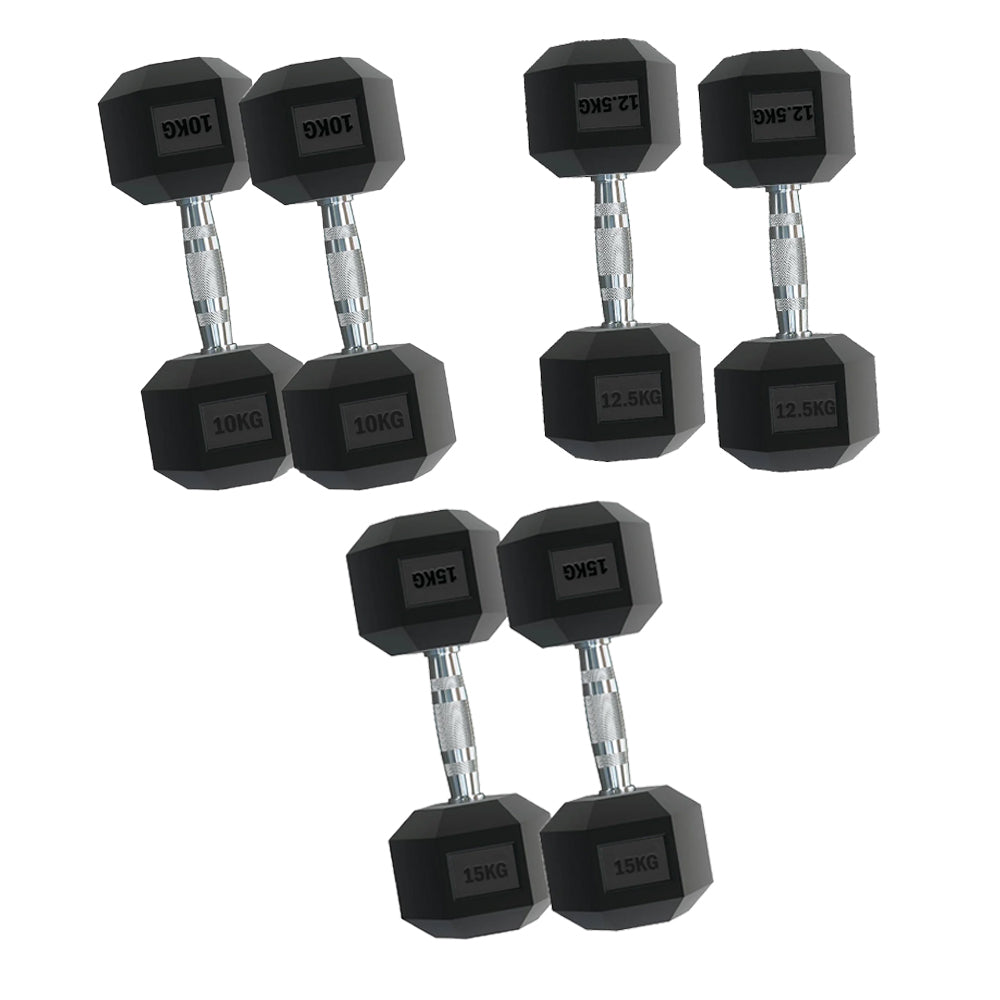 Premium Hex Dumbbell Set UK with 3 Pairs (2.5kg–15kg) & Optional Vertical 3 Tier Rack – Rubber-Coated, Ergonomic Grip, Space-Saving Design