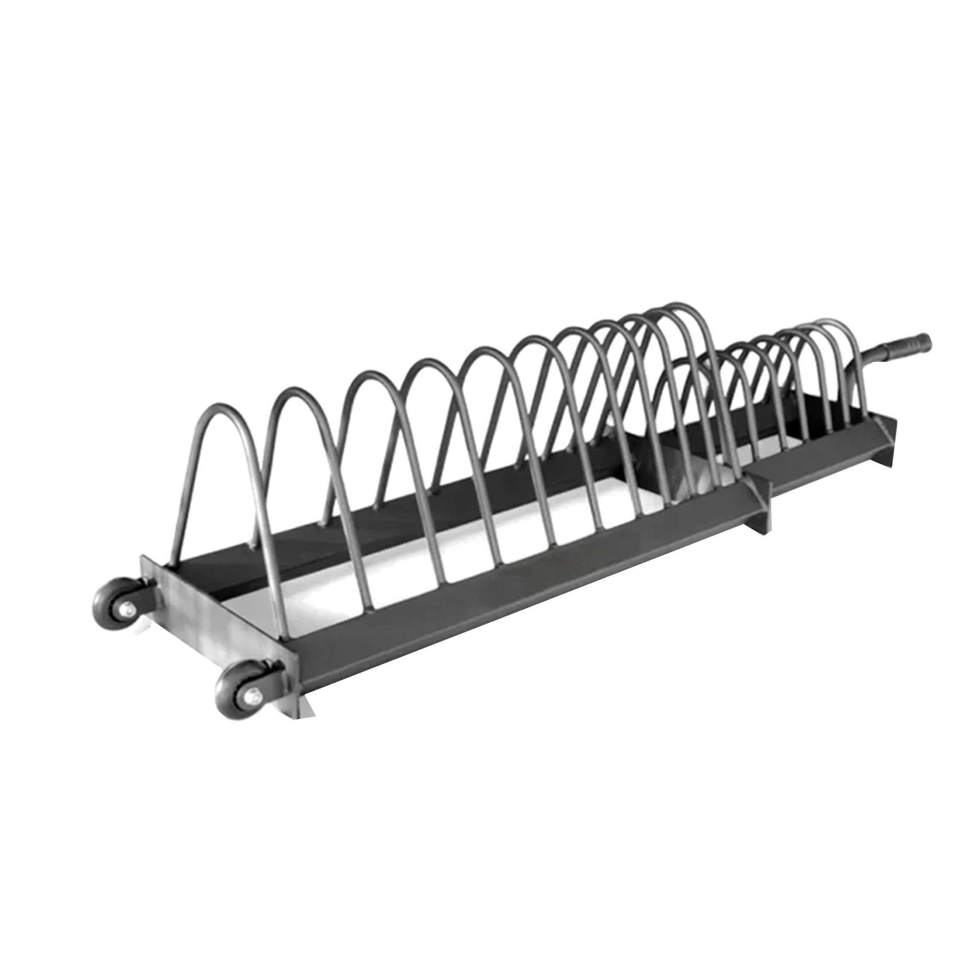 Portable Horizontal Weight Plate Rack with Wheels, Heavy-Duty Steel Barbell & Bumper Plate Storage Cart