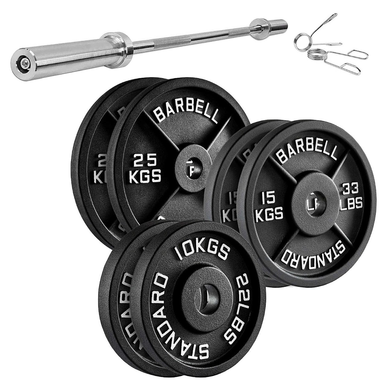 Olympic Cast Iron Weight Plates – Matte Black Deep‑Dish Design, 2″ Hole, Heavy-Duty Build for Barbell Training, Home Gym & Strength Workouts