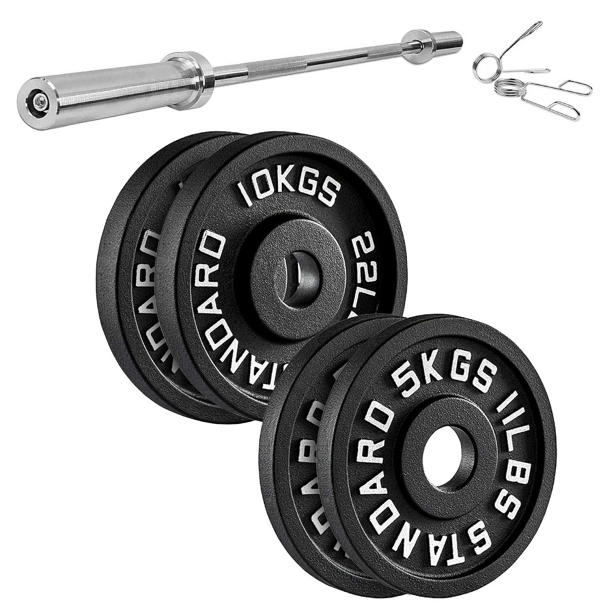 Olympic Cast Iron Weight Plates – Matte Black Deep‑Dish Design, 2″ Hole, Heavy-Duty Build for Barbell Training, Home Gym & Strength Workouts