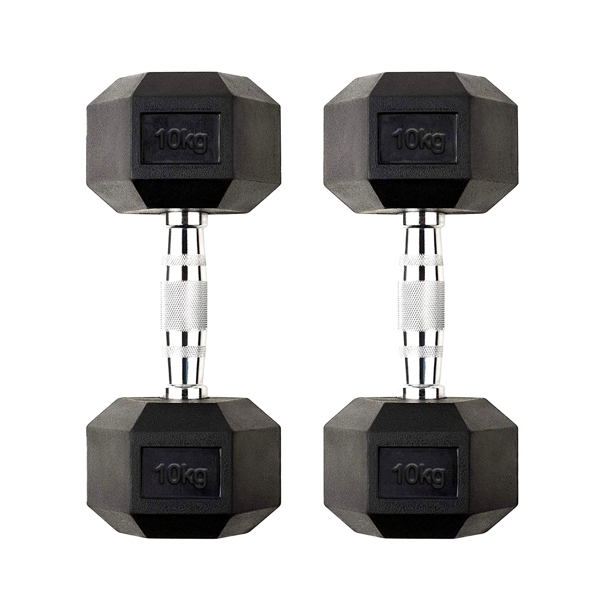 Boost Home Strength with 10kg Hex Dumbbells – Durable Rubber Coated Anti Roll Cast Iron Weights for Full Body Workouts – Hex Dumbbell Set