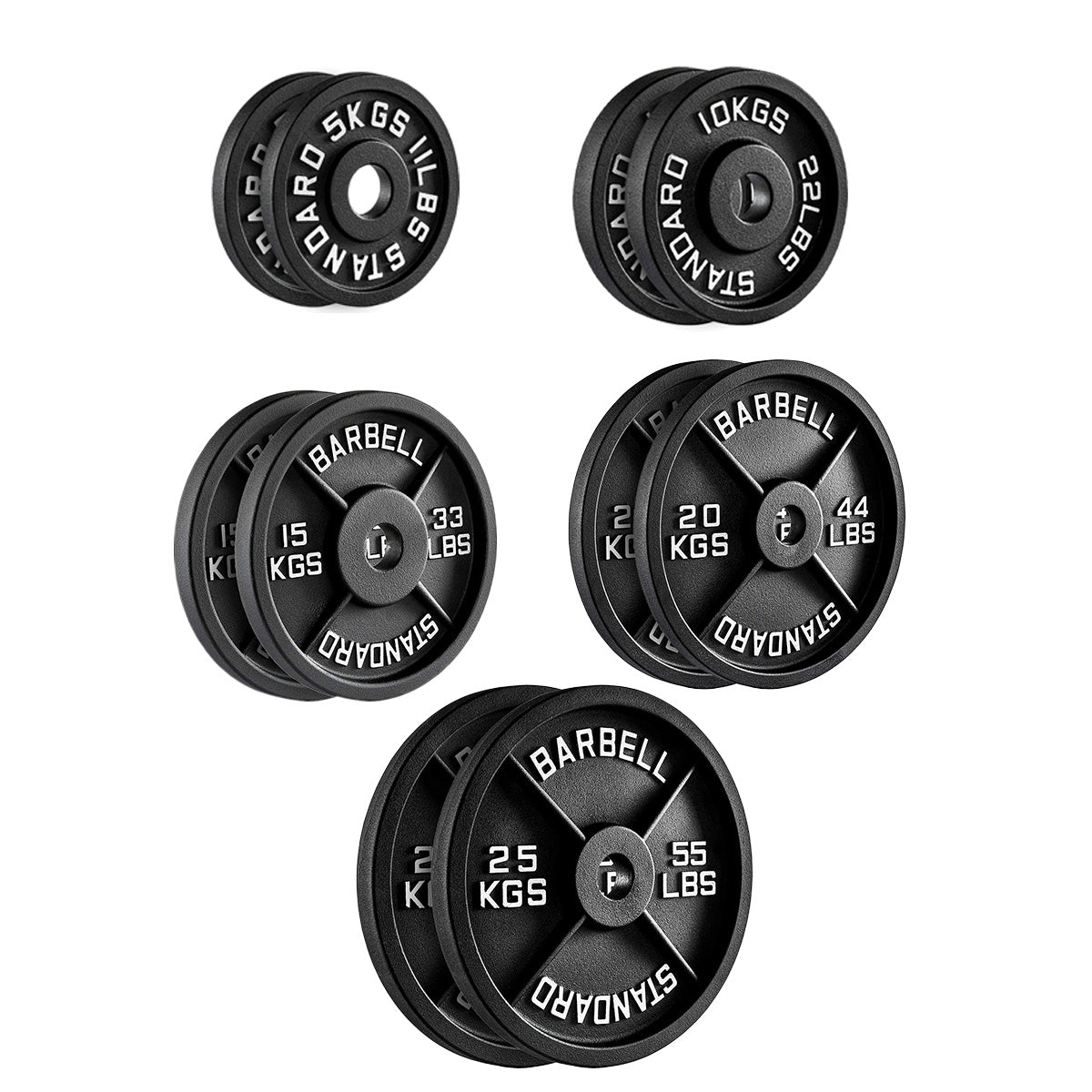 Olympic Cast Iron Weight Plates – Matte Black Deep‑Dish Design, 2″ Hole, Heavy-Duty Build for Barbell Training, Home Gym & Strength Workouts