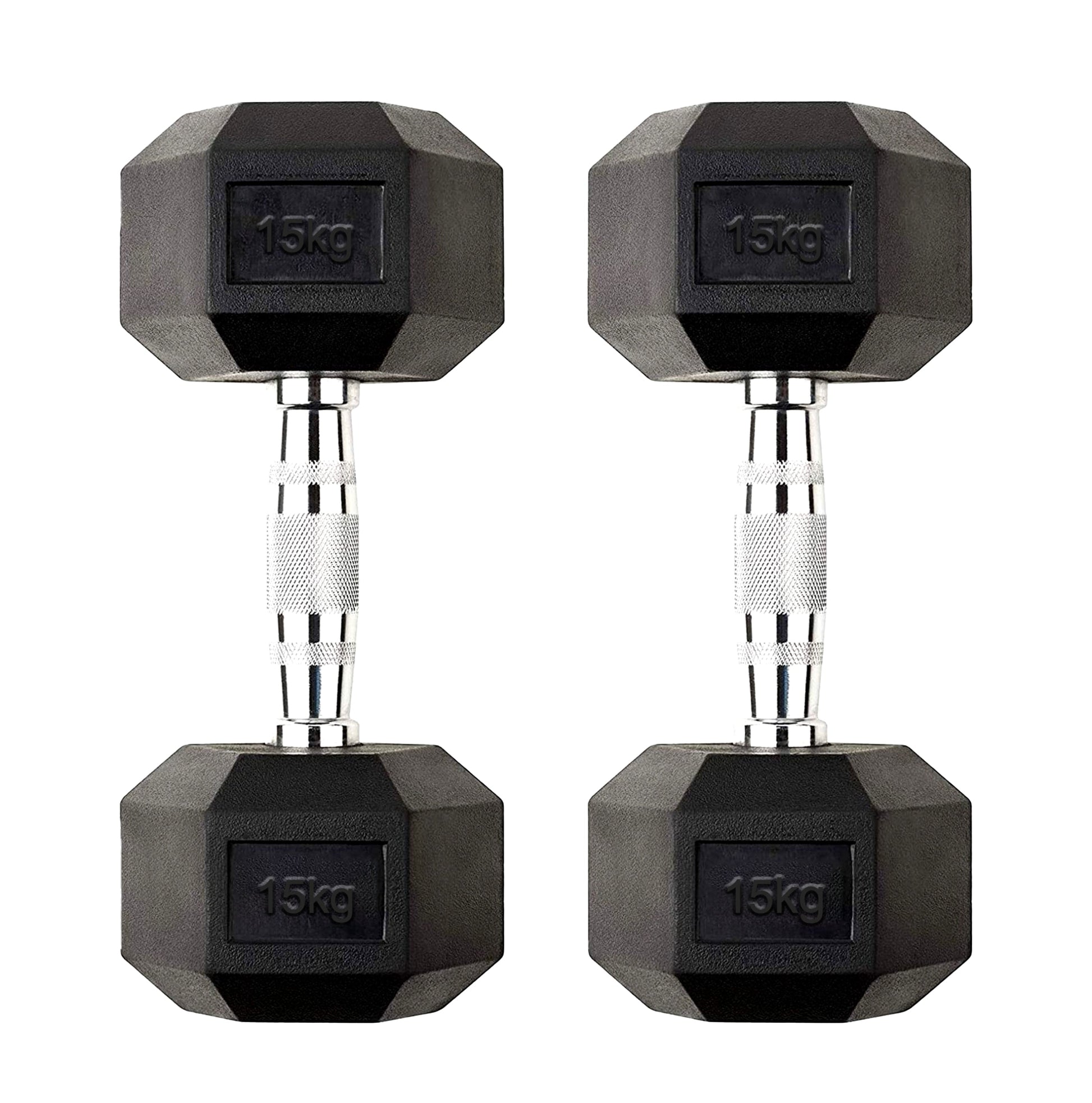 Level Up Your Training with 15kg Hex Dumbbell Pair – Rubber-Coated Cast Iron Weights, Anti-Roll Design – 2 x 15kg Dumbbells for Strength & Home Gym – 30kg Set