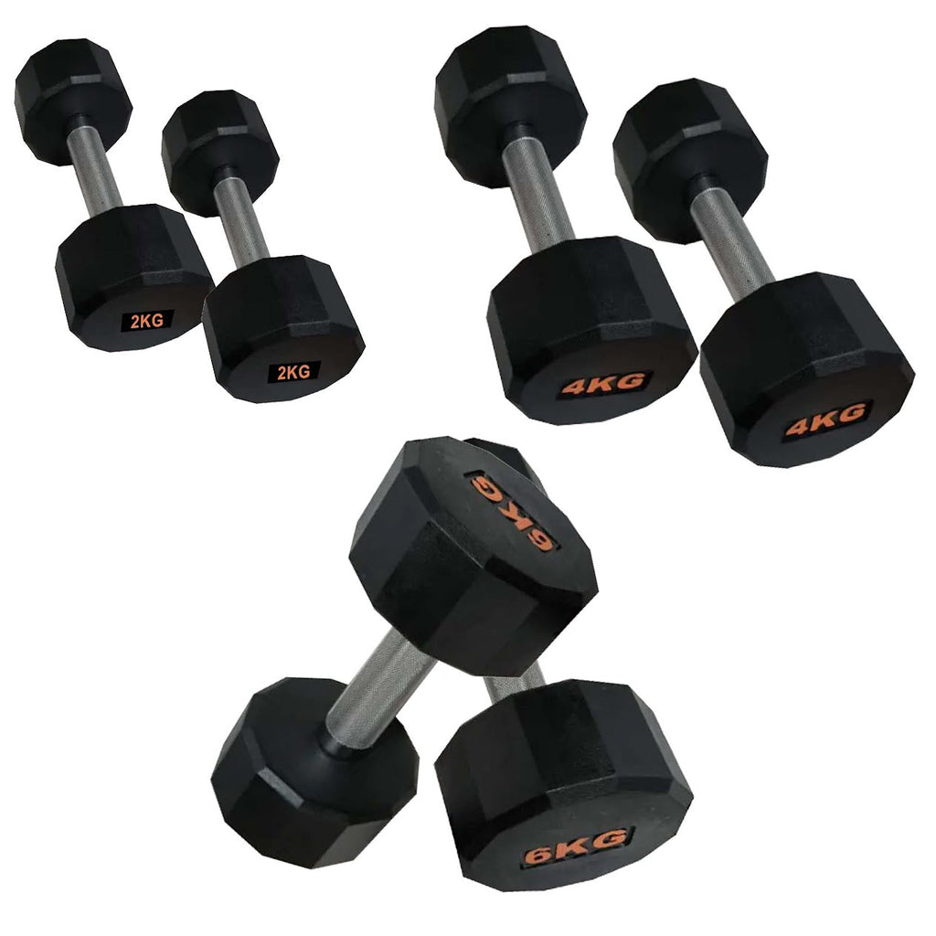 Premium Hex Dumbbells – Rubber-Coated, Anti-Roll Stability, Steel Grip – Ideal for Strength Training in Home Gyms & Studios