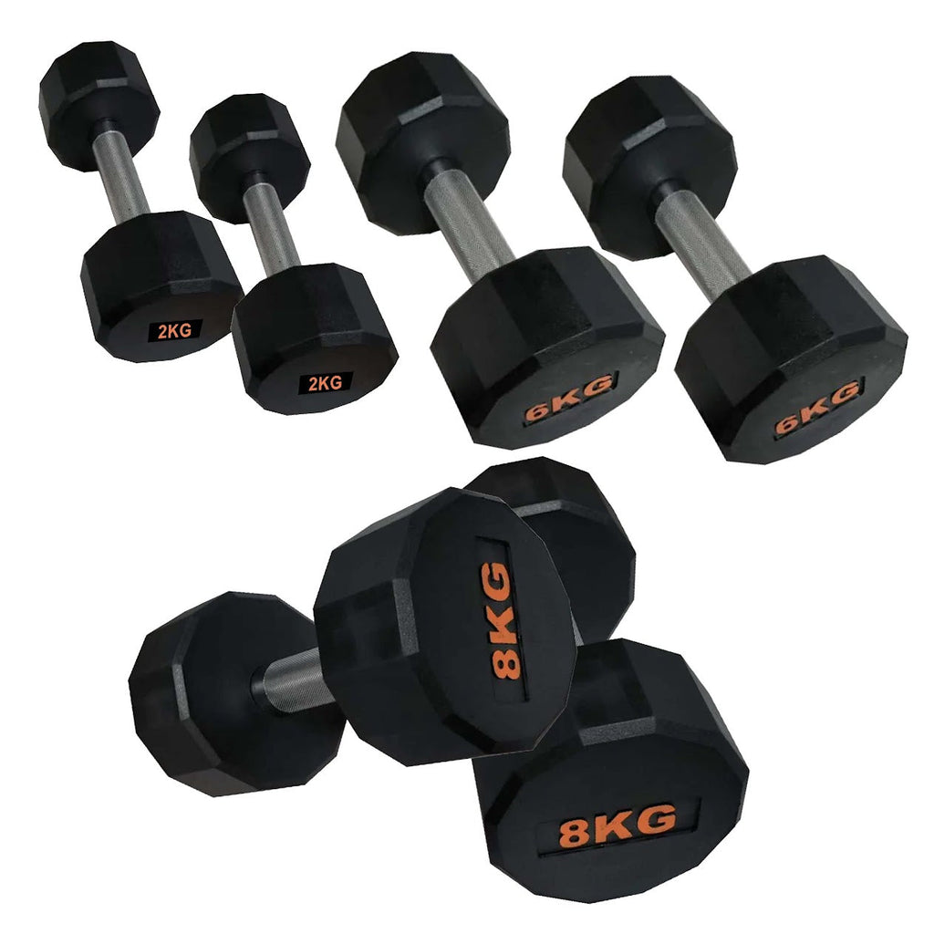 Premium Hex Dumbbells – Rubber-Coated, Anti-Roll Stability, Steel Grip – Ideal for Strength Training in Home Gyms & Studios