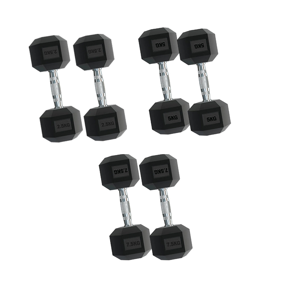 Premium Hex Dumbbell Set UK with 3 Pairs (2.5kg–15kg) & Optional Vertical 3 Tier Rack – Rubber-Coated, Ergonomic Grip, Space-Saving Design