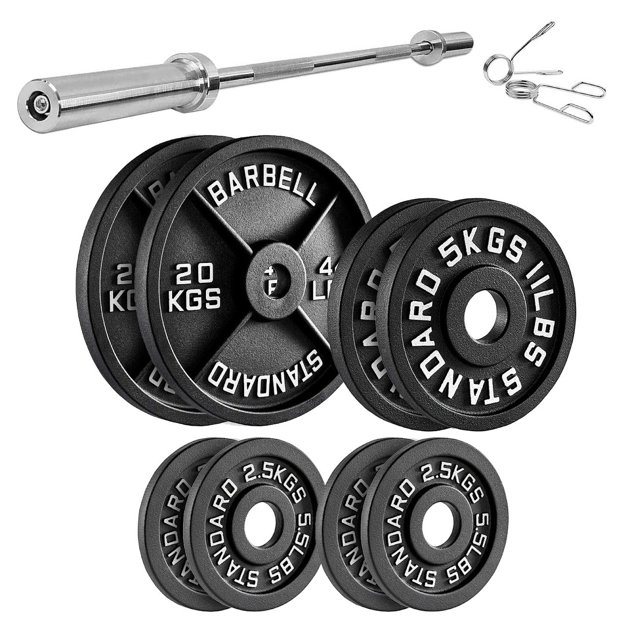 Olympic Cast Iron Weight Plates – Matte Black Deep‑Dish Design, 2″ Hole, Heavy-Duty Build for Barbell Training, Home Gym & Strength Workouts