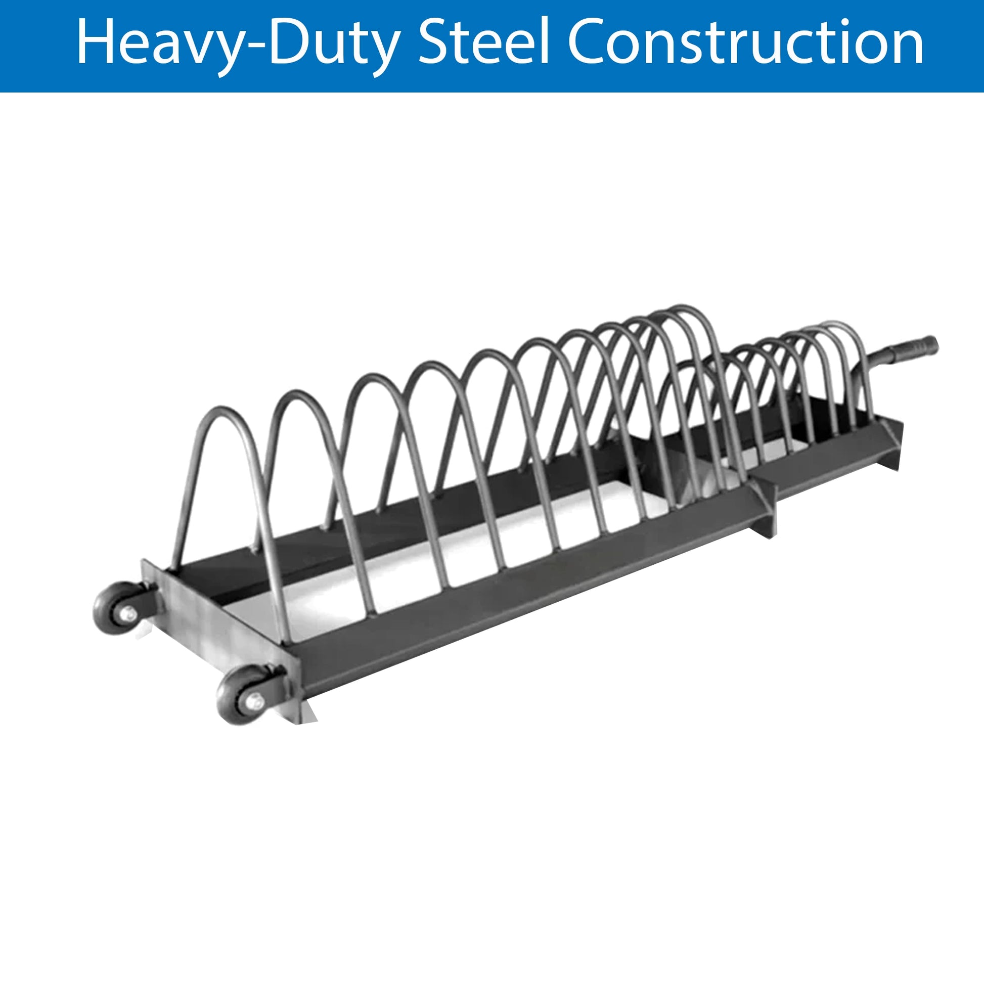 Portable Horizontal Weight Plate Rack with Wheels, Heavy-Duty Steel Barbell & Bumper Plate Storage Cart