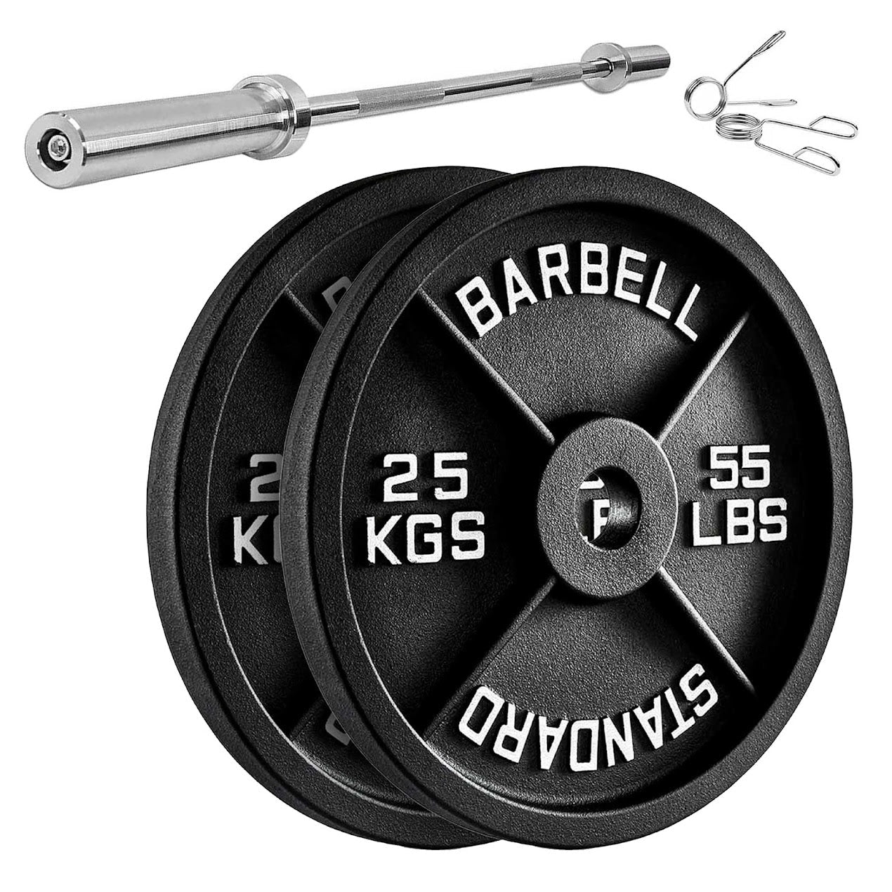 Olympic Cast Iron Weight Plates – Matte Black Deep‑Dish Design, 2″ Hole, Heavy-Duty Build for Barbell Training, Home Gym & Strength Workouts