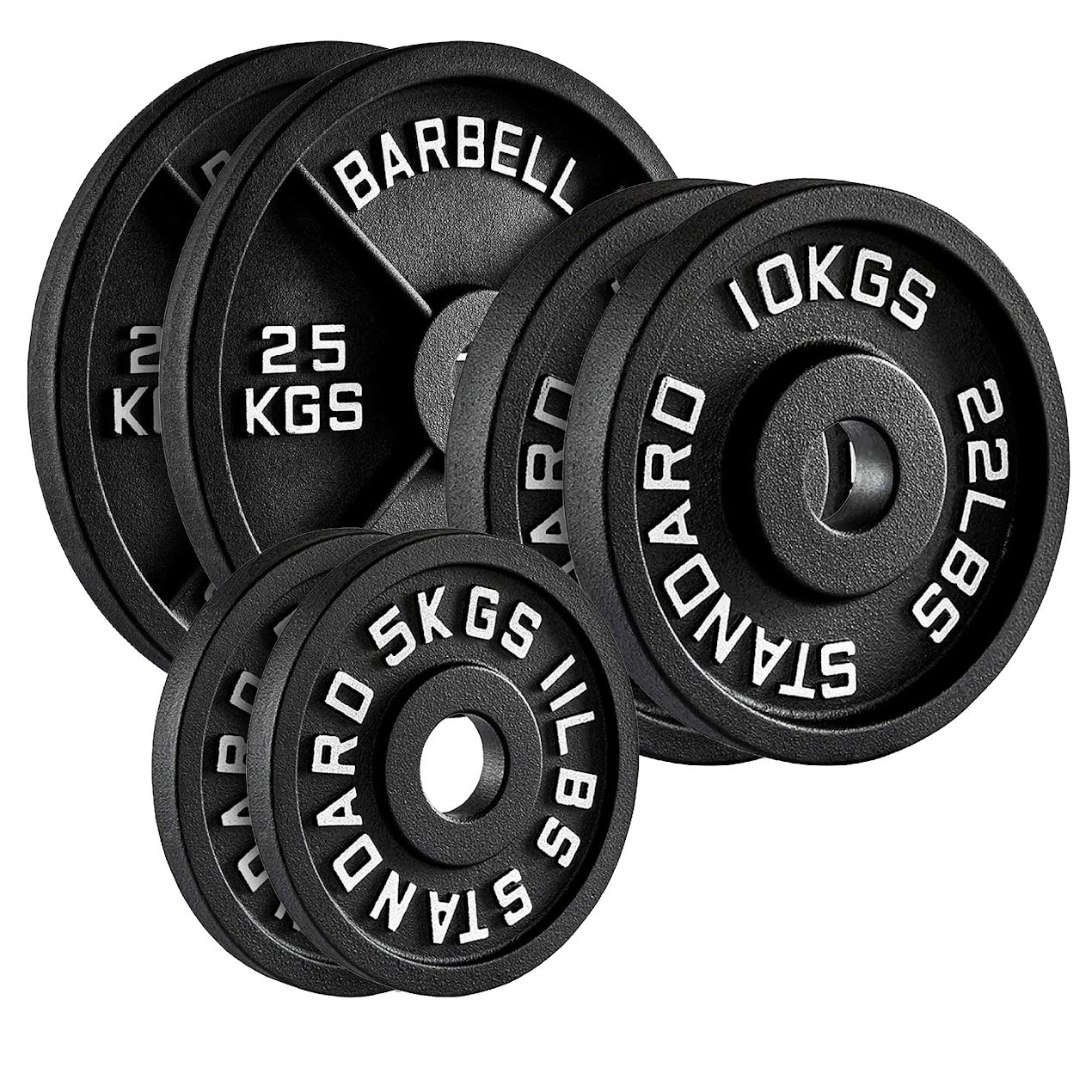 Olympic Cast Iron Weight Plates – Matte Black Deep‑Dish Design, 2″ Hole, Heavy-Duty Build for Barbell Training, Home Gym & Strength Workouts