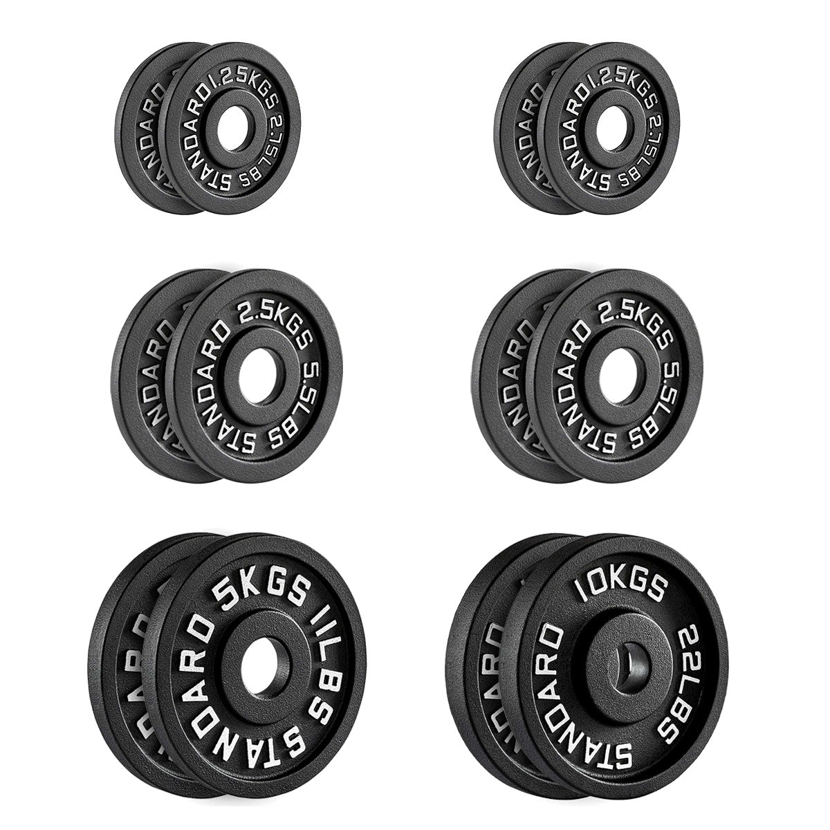 Olympic Cast Iron Weight Plates – Matte Black Deep‑Dish Design, 2″ Hole, Heavy-Duty Build for Barbell Training, Home Gym & Strength Workouts