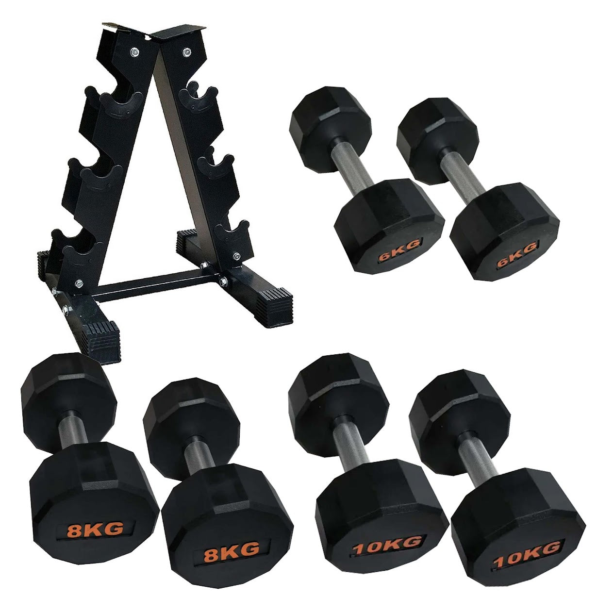 Premium Hex Dumbbells – Rubber-Coated, Anti-Roll Stability, Steel Grip – Ideal for Strength Training in Home Gyms & Studios