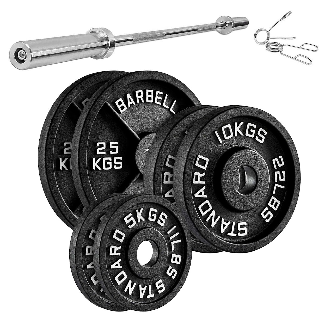 Olympic Cast Iron Weight Plates – Matte Black Deep‑Dish Design, 2″ Hole, Heavy-Duty Build for Barbell Training, Home Gym & Strength Workouts