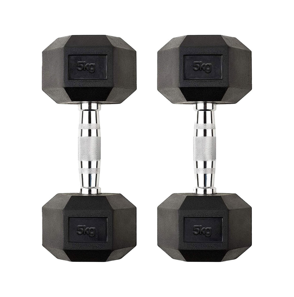 Hex Dumbbells 2.5kg-60kg Pairs & Sets – Rubber-Coated, Anti-Roll Weights with Rack Option – Strength Training for Home Gym or Studio Use