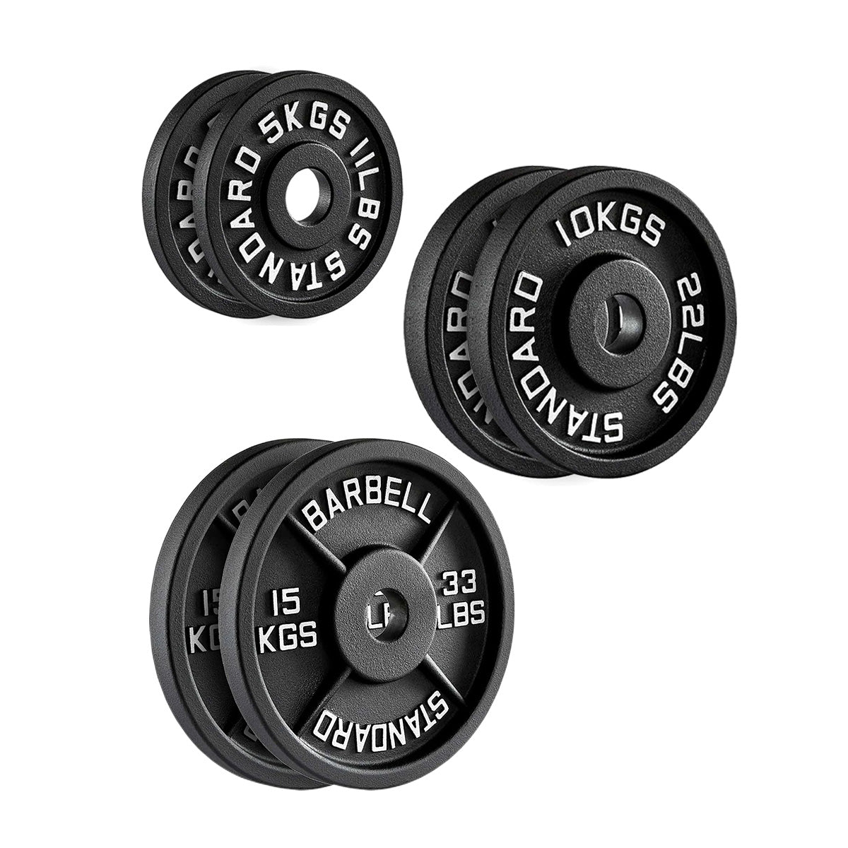 Olympic Cast Iron Weight Plates – Matte Black Deep‑Dish Design, 2″ Hole, Heavy-Duty Build for Barbell Training, Home Gym & Strength Workouts