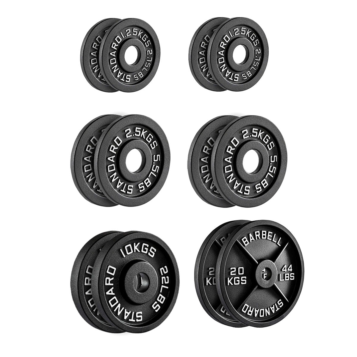 Olympic Cast Iron Weight Plates – Matte Black Deep‑Dish Design, 2″ Hole, Heavy-Duty Build for Barbell Training, Home Gym & Strength Workouts