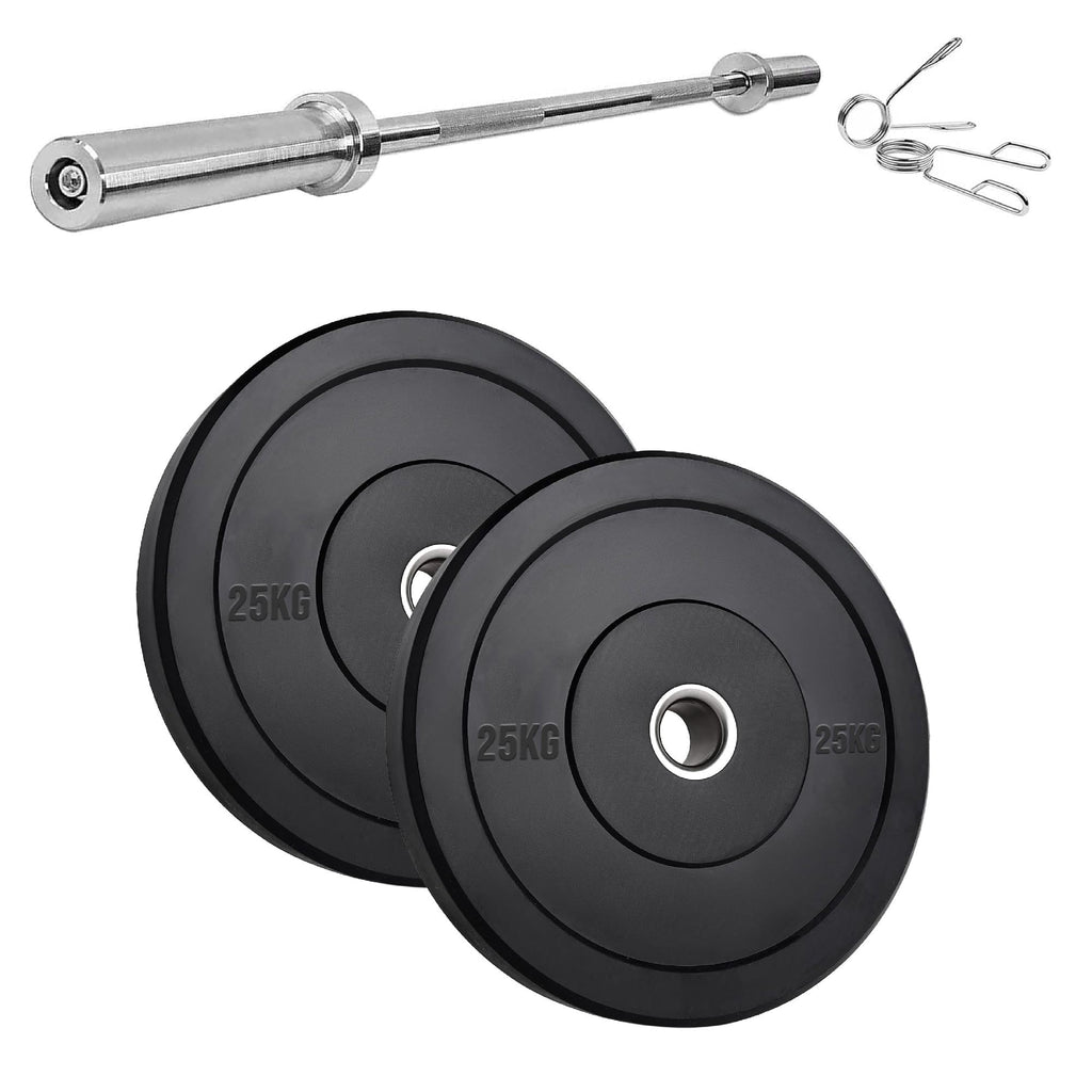Premium Olympic Rubber Bumper Weight Plates – Low Bounce, 2″ Steel Core, 5–25 kg Pairs & Sets for Silent Strength Training in Home Gyms