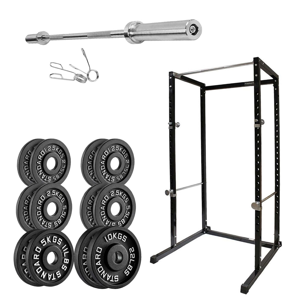 Power Rack with Pull-Up Bar & Safety Spotters – Adjustable Steel Squat Cage for Strength Training, Weight Lifting, and Home Gym Workouts
