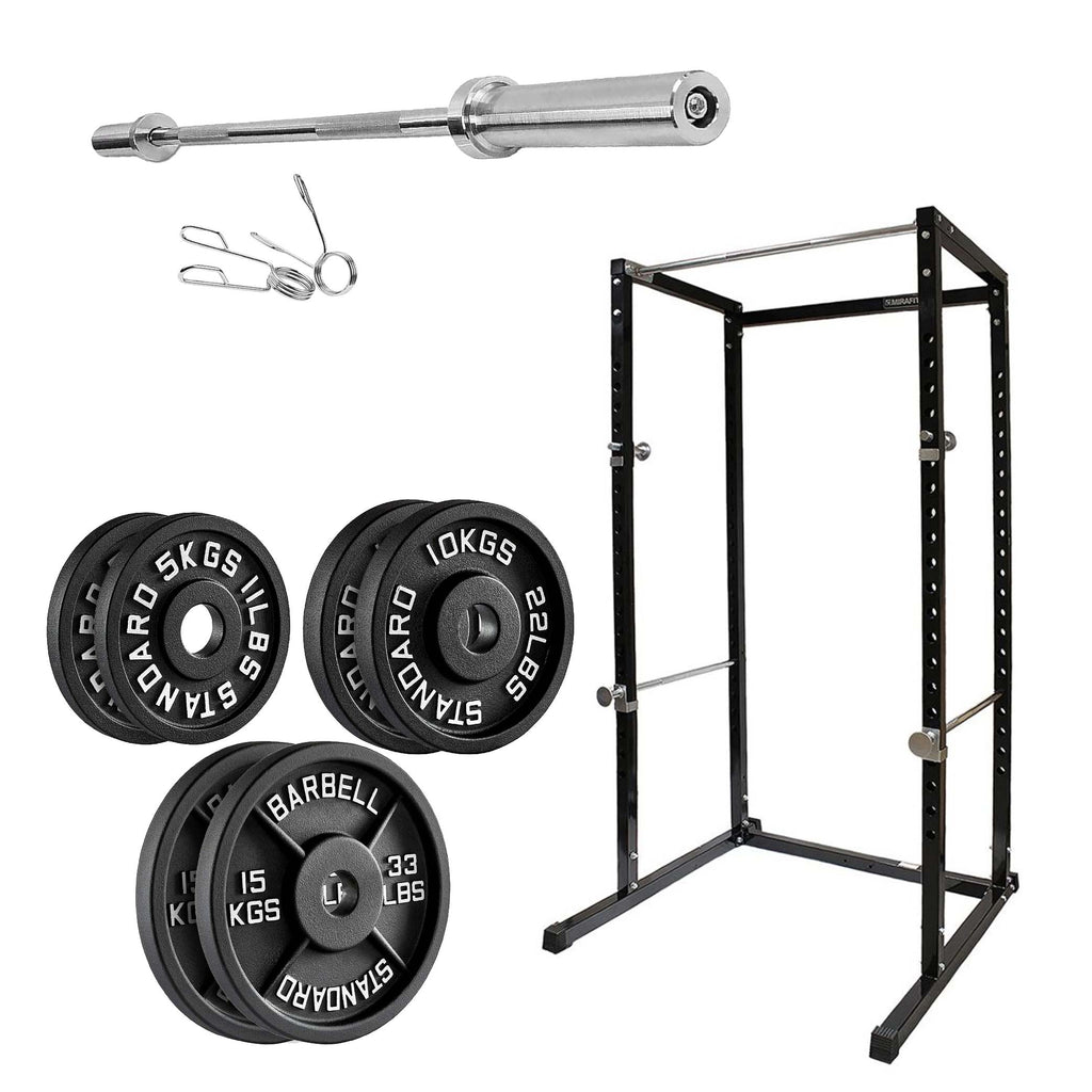 Power Rack with Pull-Up Bar & Safety Spotters – Adjustable Steel Squat Cage for Strength Training, Weight Lifting, and Home Gym Workouts
