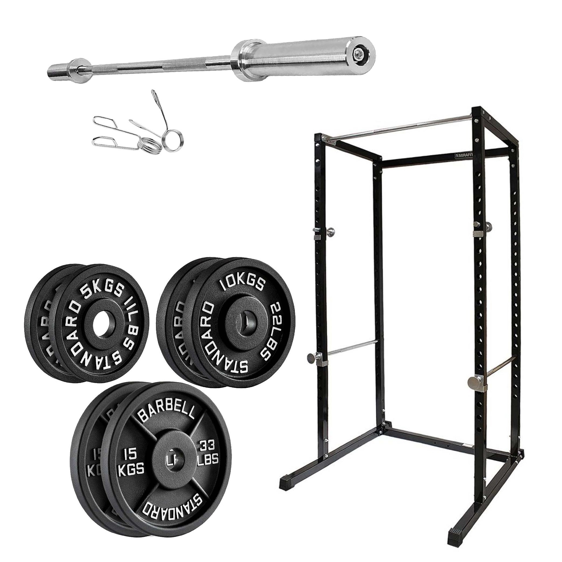 Power Rack with Pull-Up Bar & Safety Spotters – Adjustable Steel Squat Cage for Strength Training, Weight Lifting, and Home Gym Workouts
