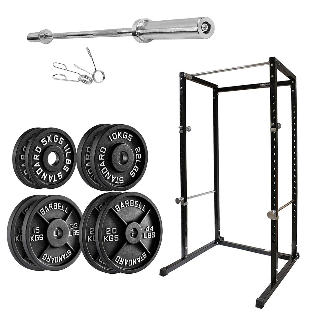 Power Rack with Pull-Up Bar & Safety Spotters – Adjustable Steel Squat Cage for Strength Training, Weight Lifting, and Home Gym Workouts