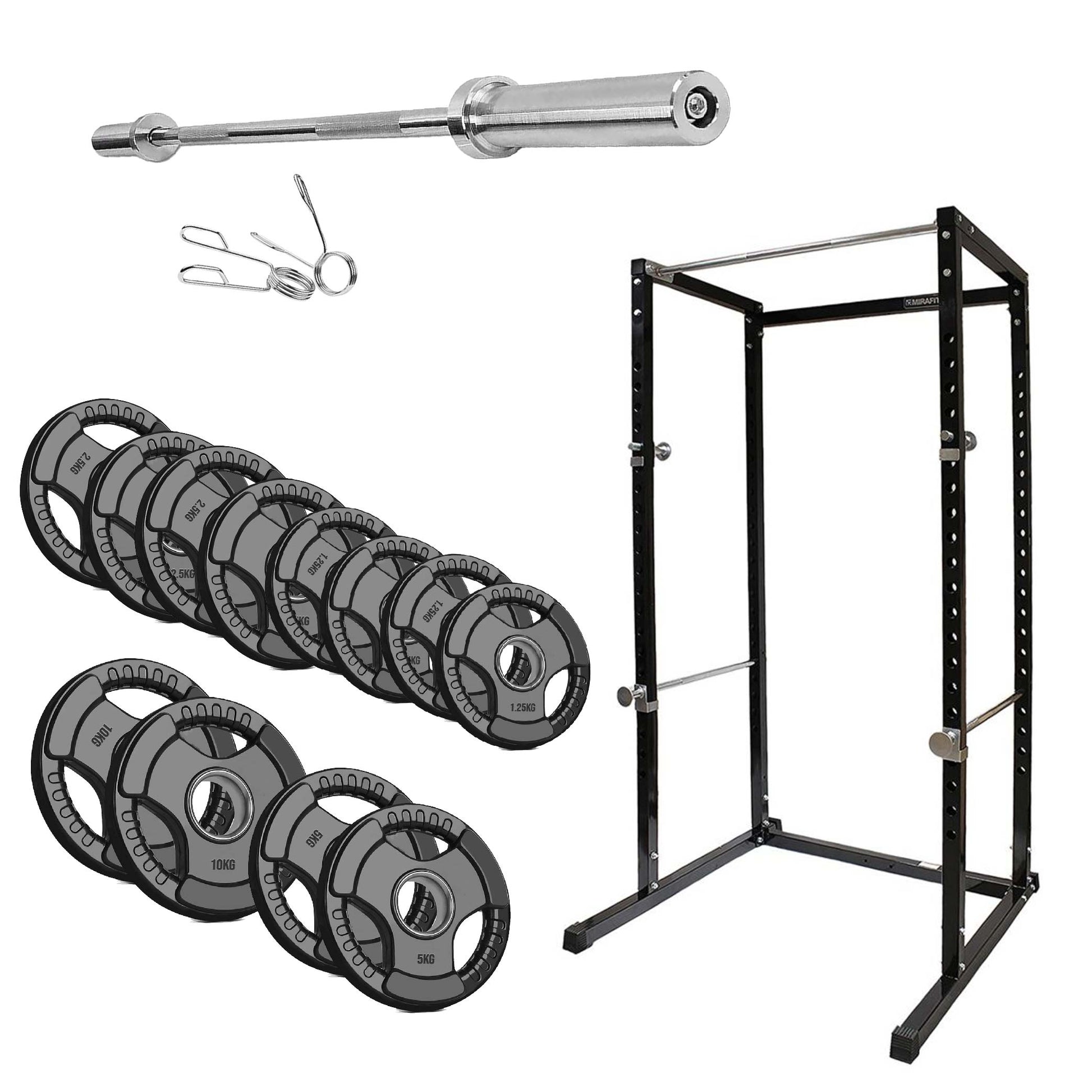 Power Rack with Pull-Up Bar & Safety Spotters – Adjustable Steel Squat Cage for Strength Training, Weight Lifting, and Home Gym Workouts