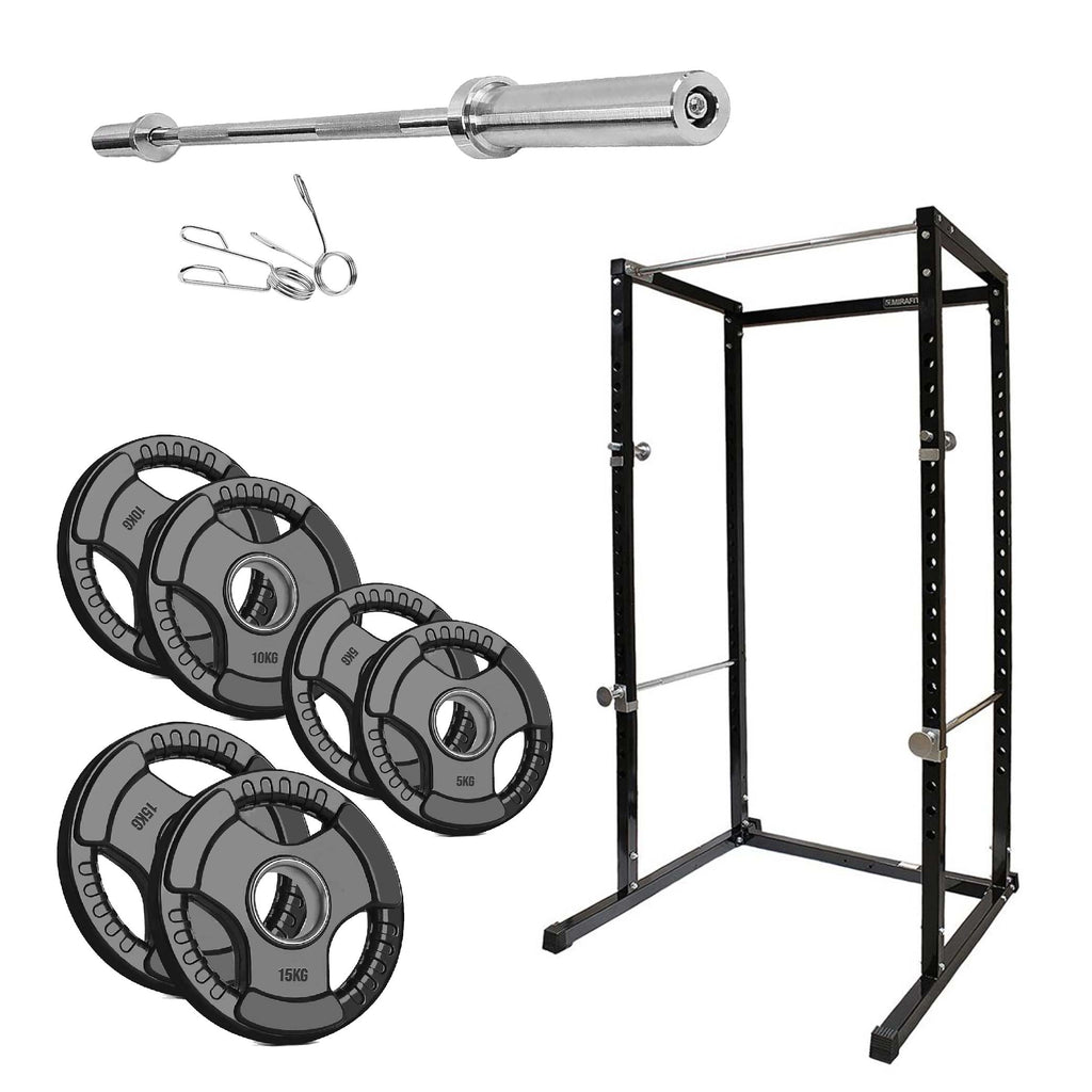 Power Rack with Pull-Up Bar & Safety Spotters – Adjustable Steel Squat Cage for Strength Training, Weight Lifting, and Home Gym Workouts