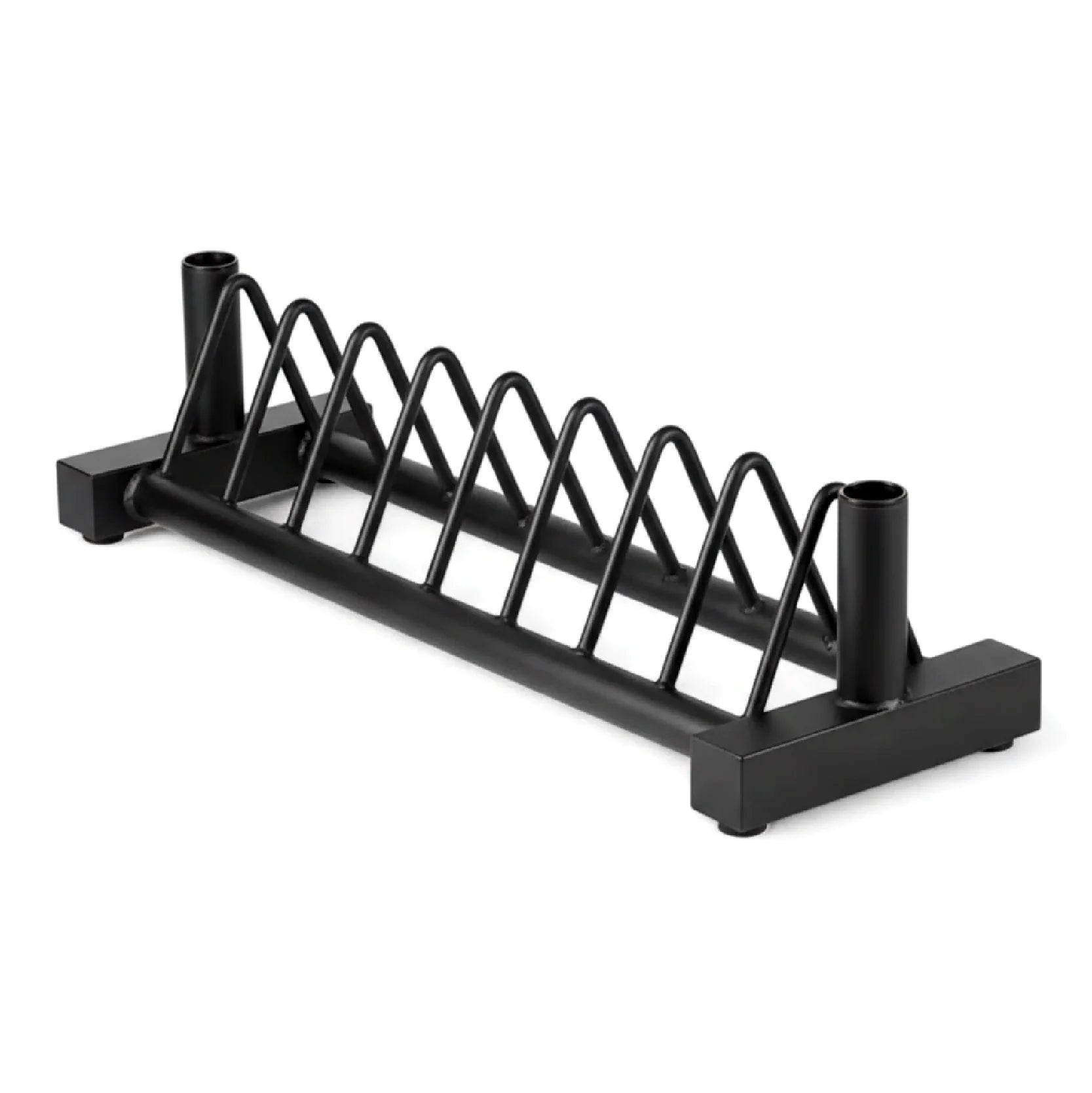 Horizontal Weight Plate Rack, Heavy-Duty Steel Olympic & Standard Plate Storage Holder, Portable Plate Rack & Bar Stand for Home Gym & Strength Training