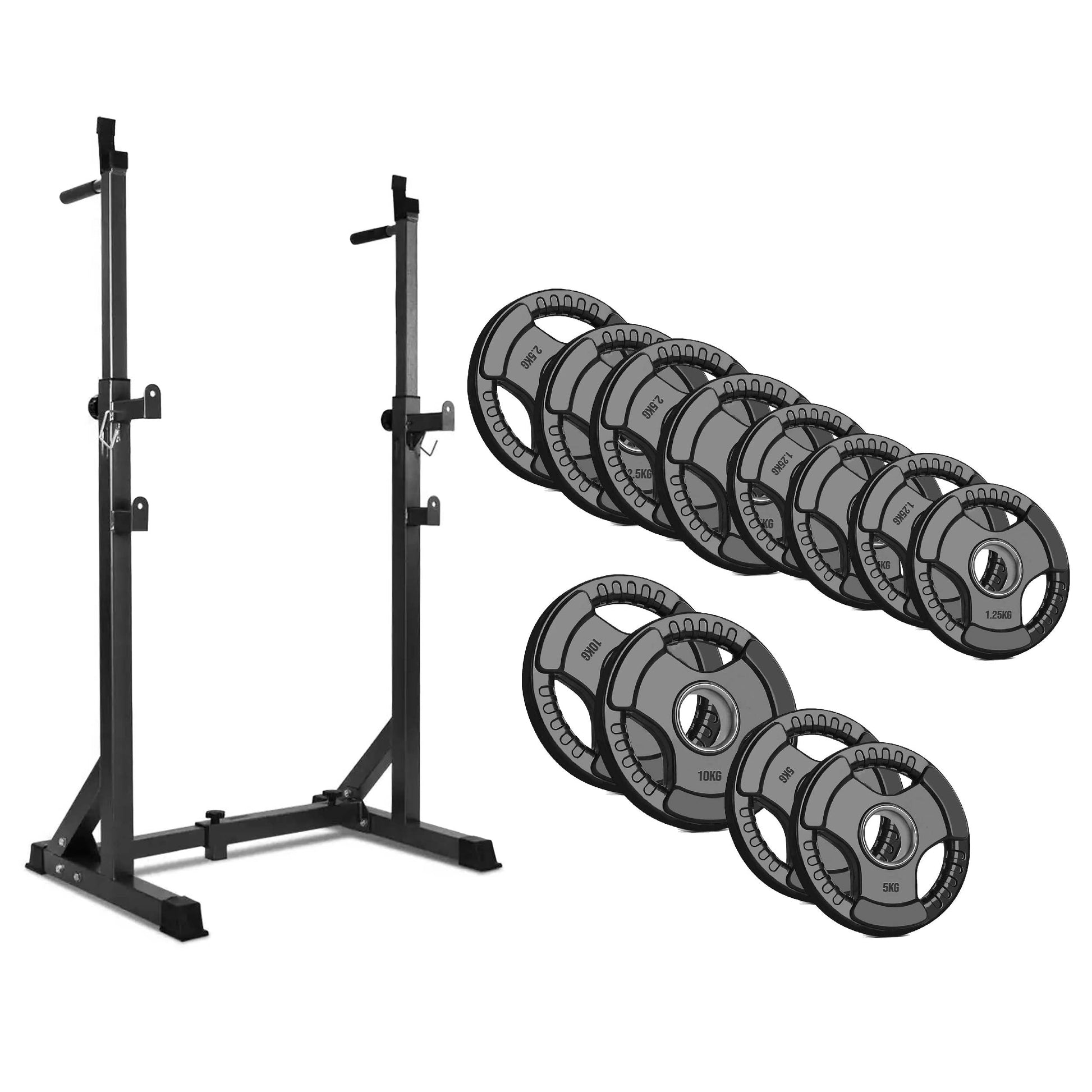 Precision Lift Platform – Heavy‑Duty Barbell Squat Rack with Dip Handles, 200kg Capacity, Adjustable Frame with Safety Spotters for Home Use