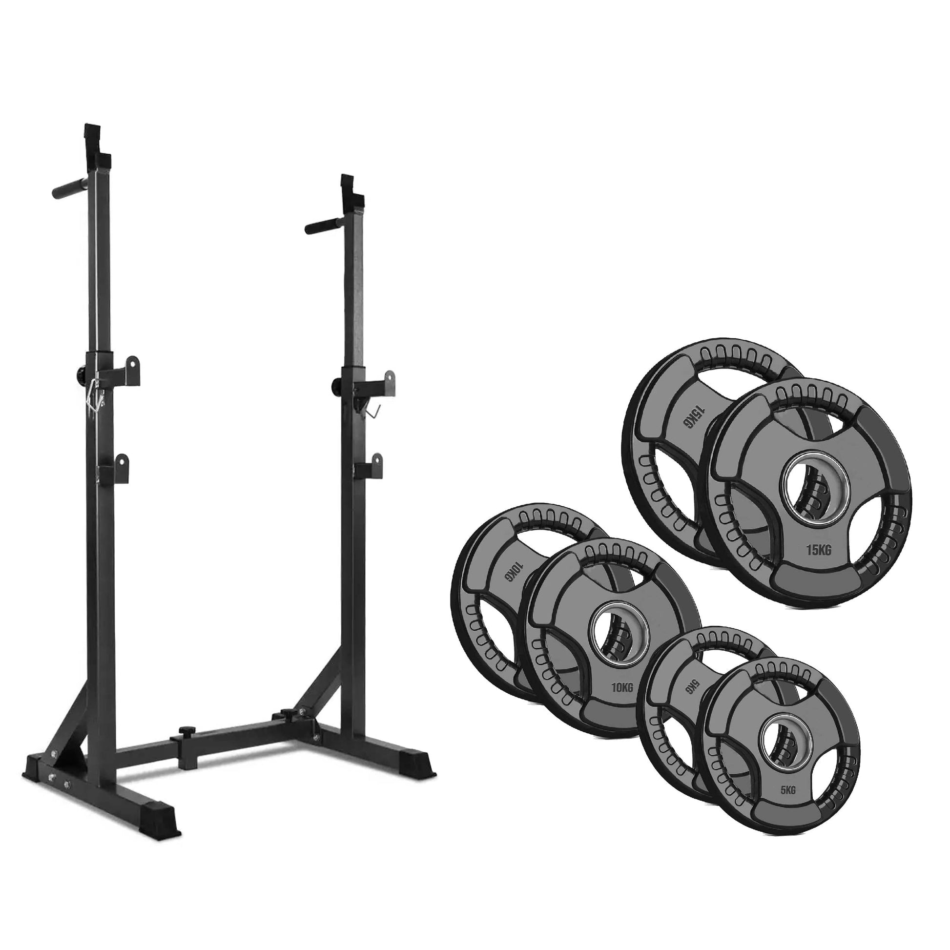 Precision Lift Platform – Heavy‑Duty Barbell Squat Rack with Dip Handles, 200kg Capacity, Adjustable Frame with Safety Spotters for Home Use