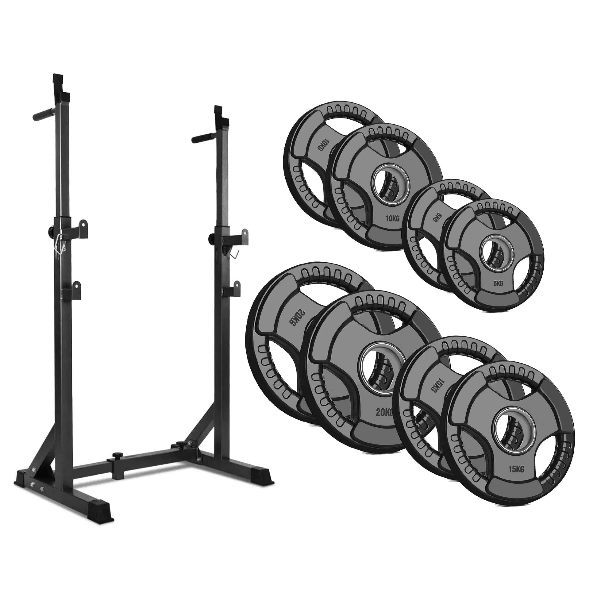 Precision Lift Platform – Heavy‑Duty Barbell Squat Rack with Dip Handles, 200kg Capacity, Adjustable Frame with Safety Spotters for Home Use
