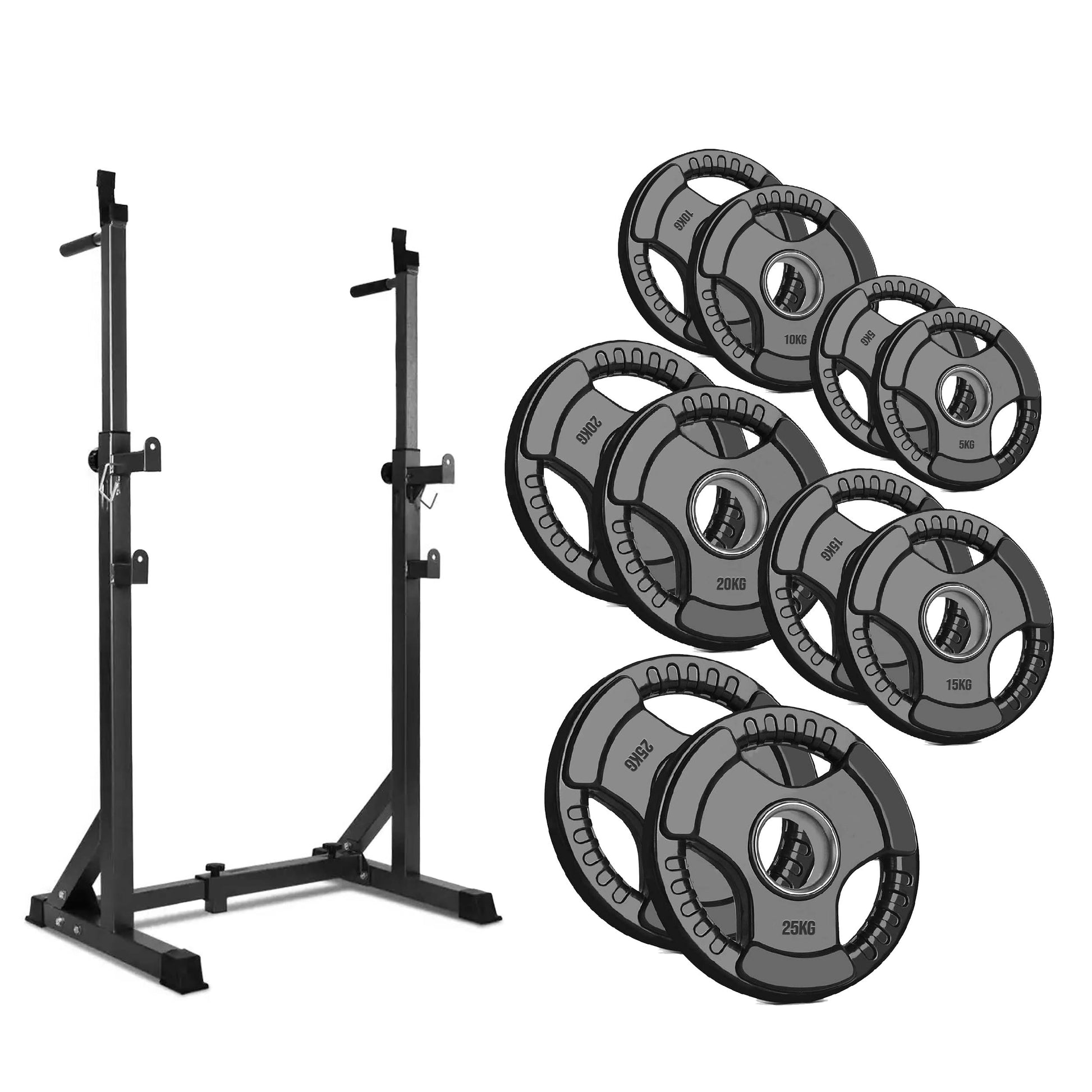 Precision Lift Platform – Heavy‑Duty Barbell Squat Rack with Dip Handles, 200kg Capacity, Adjustable Frame with Safety Spotters for Home Use
