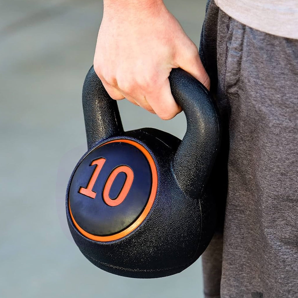 Complete Kettlebell Training Set – Cement-Filled HDPE Shell, Ergonomic Textured Handle – 5/10/15 lb for Full-Body Strength & Core – Ideal for Home Gyms