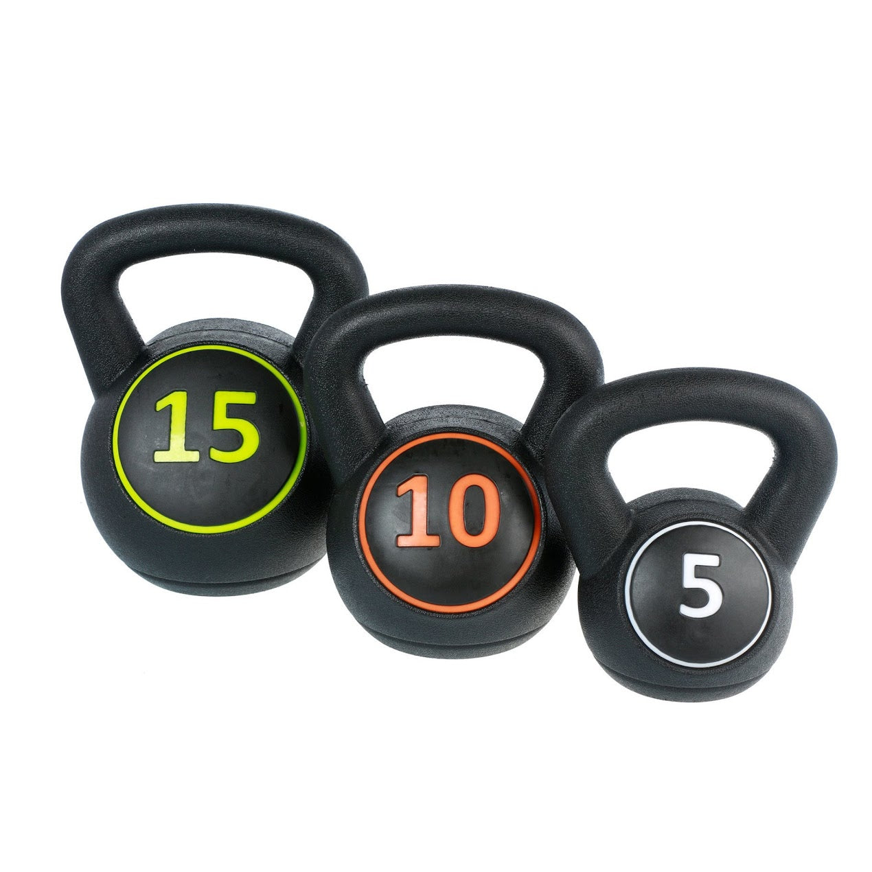 Complete Kettlebell Training Set – Cement-Filled HDPE Shell, Ergonomic Textured Handle – 5/10/15 lb for Full-Body Strength & Core – Ideal for Home Gyms