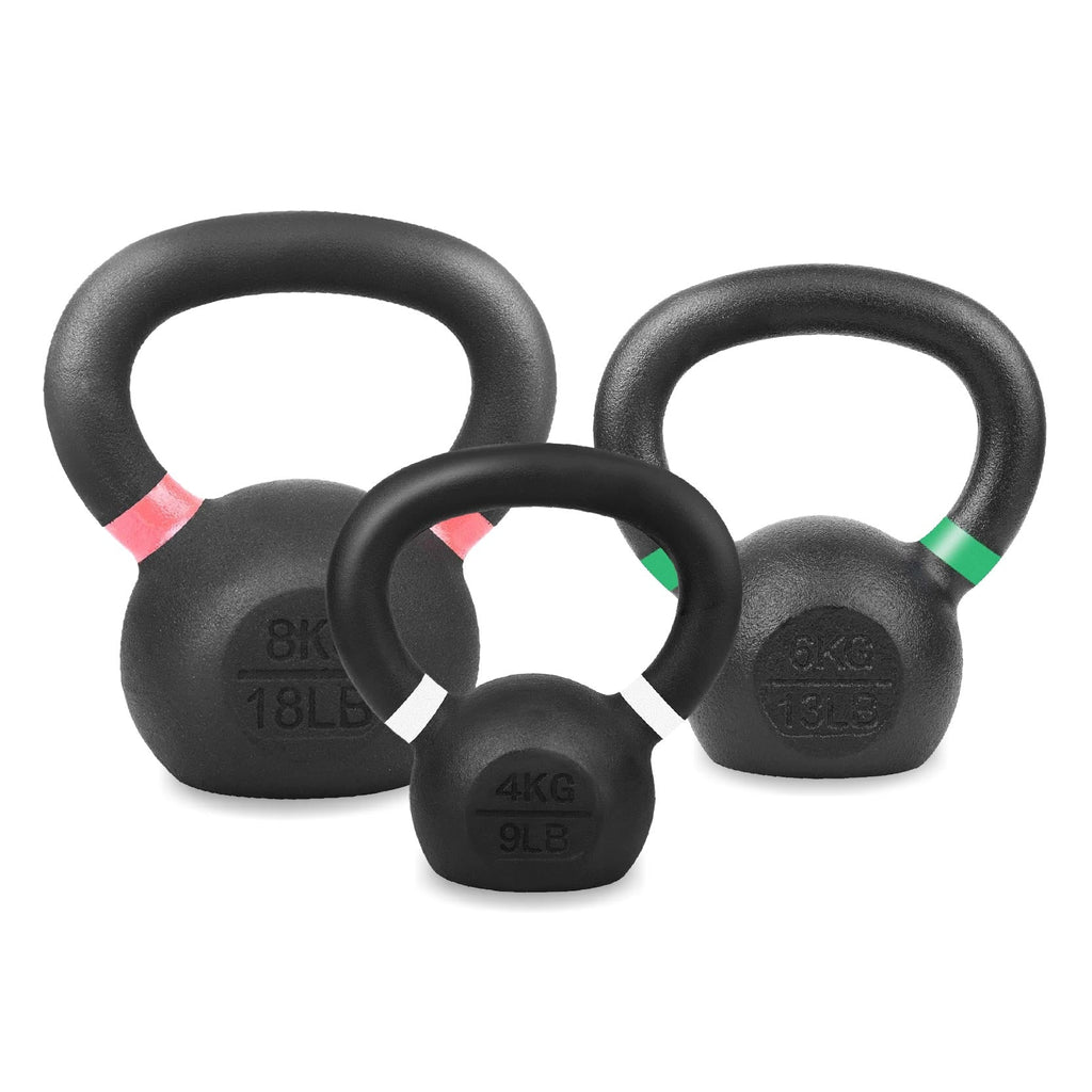 Premium Cast Iron Kettlebells – Powder‑Coated Finish with Ergonomic Grip – Strength Training Weights for Home Gym Workouts