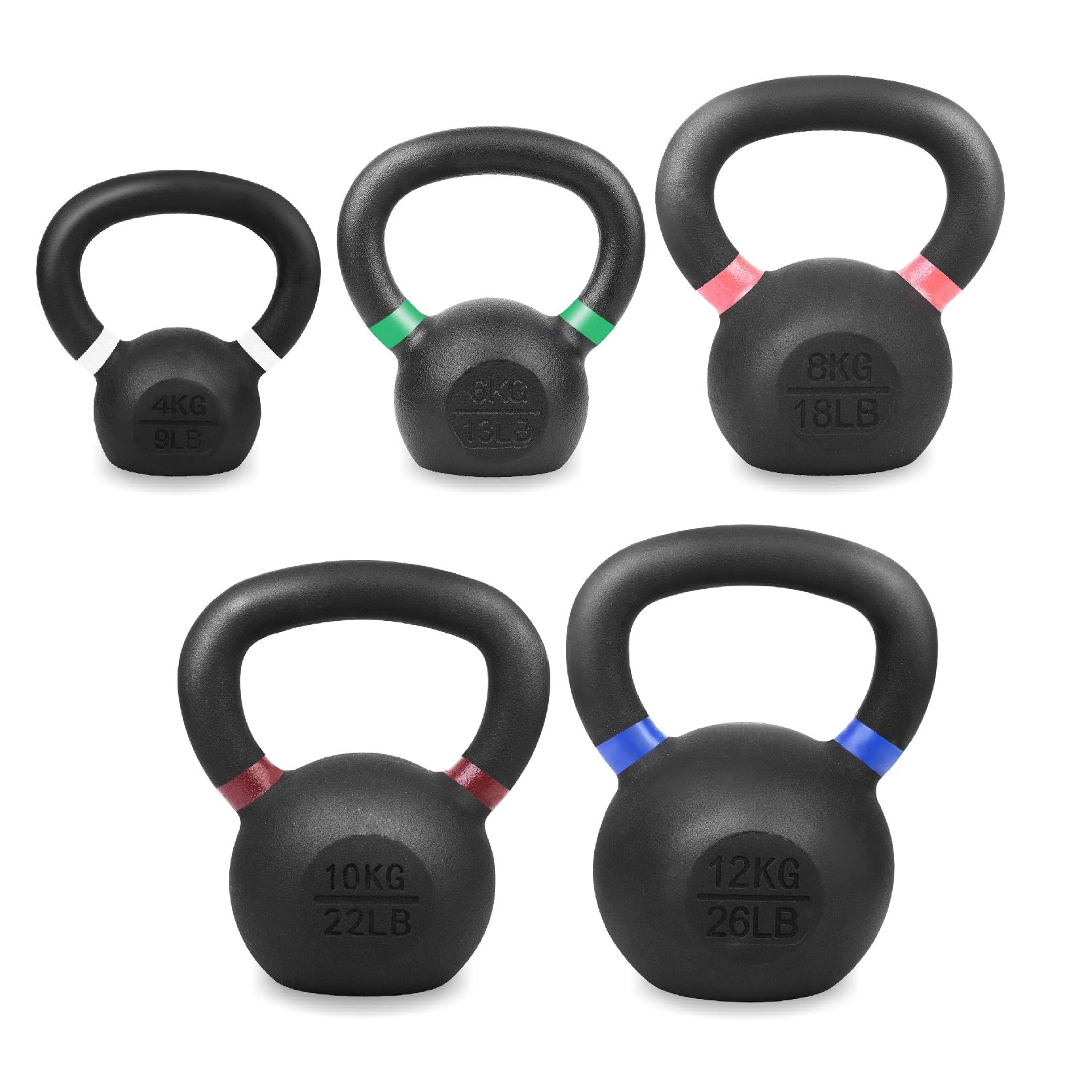 Premium Cast Iron Kettlebells – Powder‑Coated Finish with Ergonomic Grip – Strength Training Weights for Home Gym Workouts