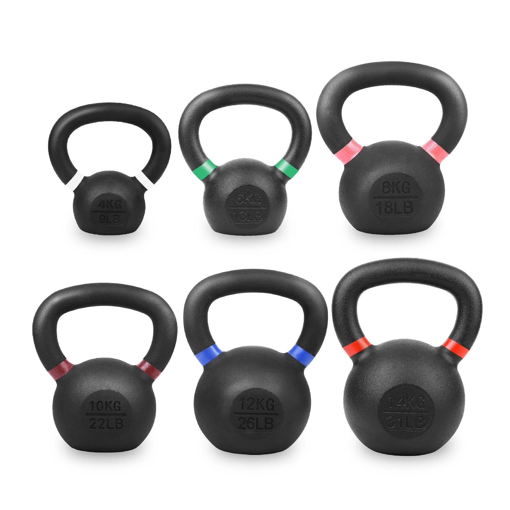 Premium Cast Iron Kettlebells – Powder‑Coated Finish with Ergonomic Grip – Strength Training Weights for Home Gym Workouts