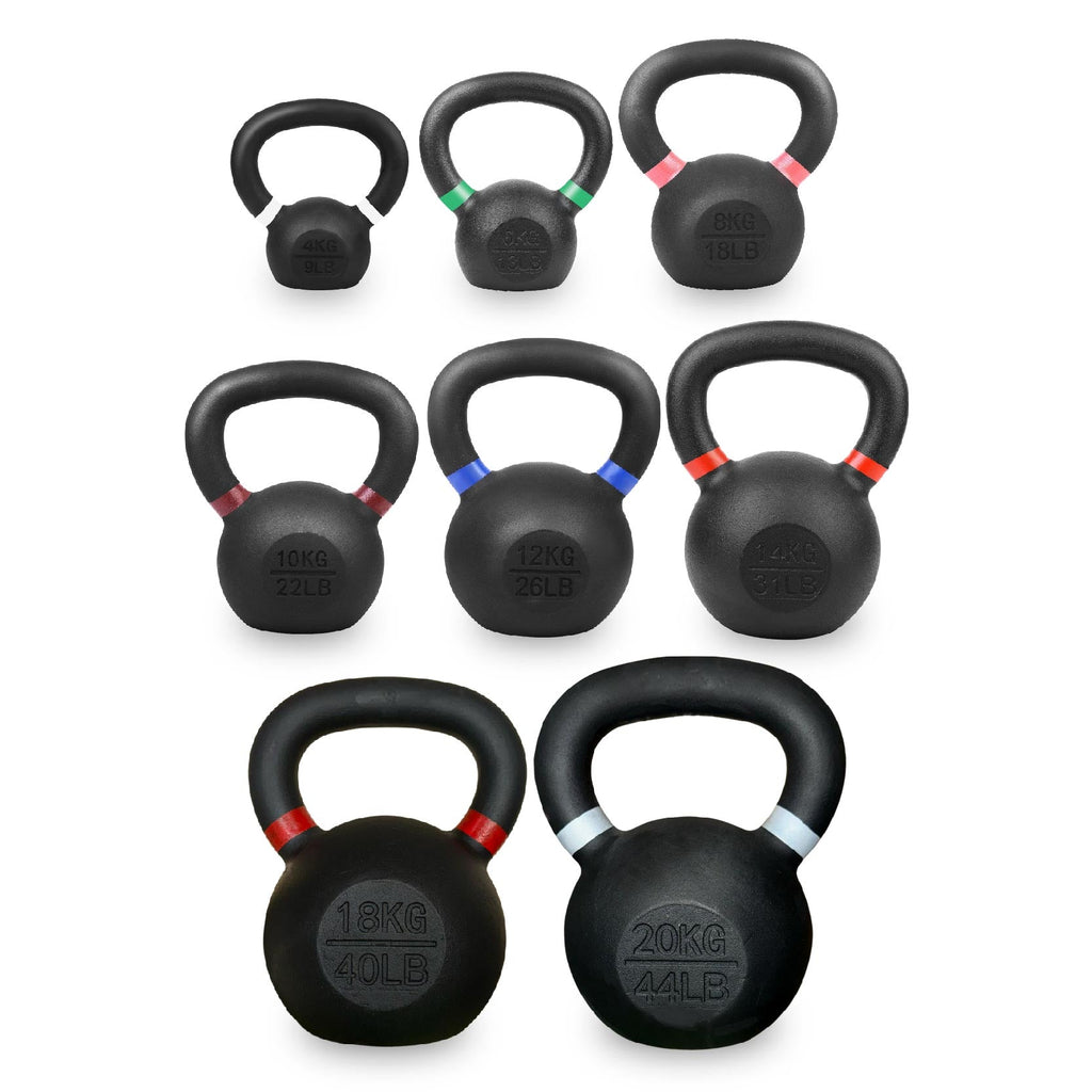 Premium Cast Iron Kettlebells – Powder‑Coated Finish with Ergonomic Grip – Strength Training Weights for Home Gym Workouts