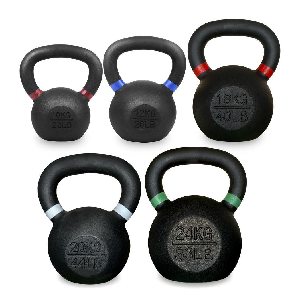 Premium Cast Iron Kettlebells – Powder‑Coated Finish with Ergonomic Grip – Strength Training Weights for Home Gym Workouts