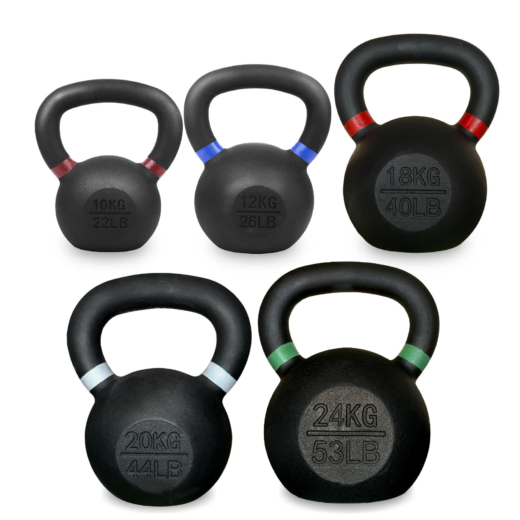 Premium Cast Iron Kettlebells – Powder‑Coated Finish with Ergonomic Grip – Strength Training Weights for Home Gym Workouts
