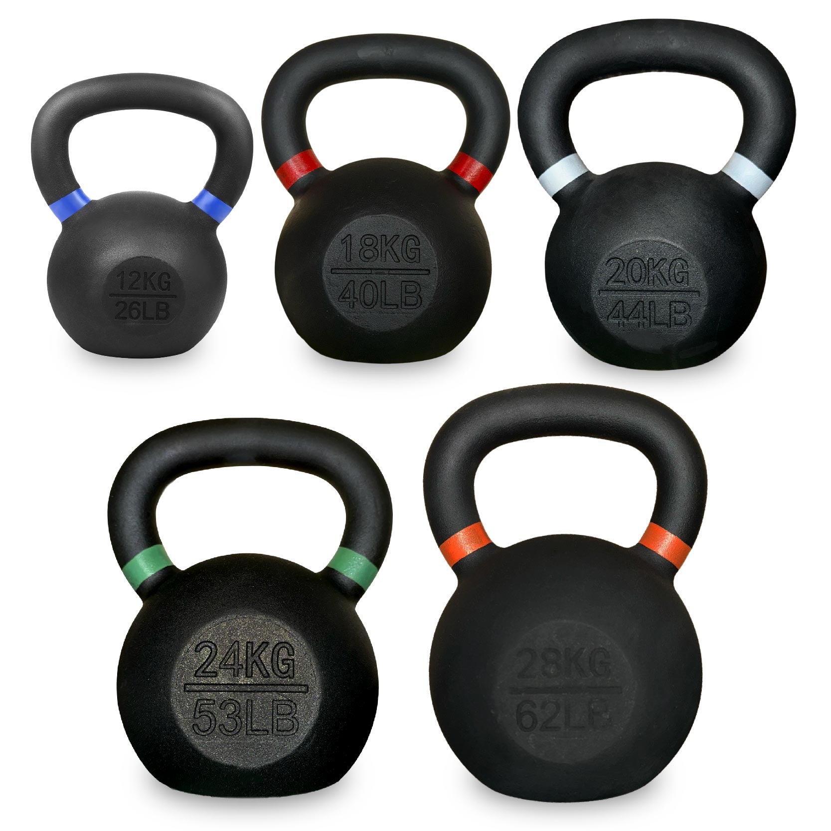 Premium Cast Iron Kettlebells – Powder‑Coated Finish with Ergonomic Grip – Strength Training Weights for Home Gym Workouts