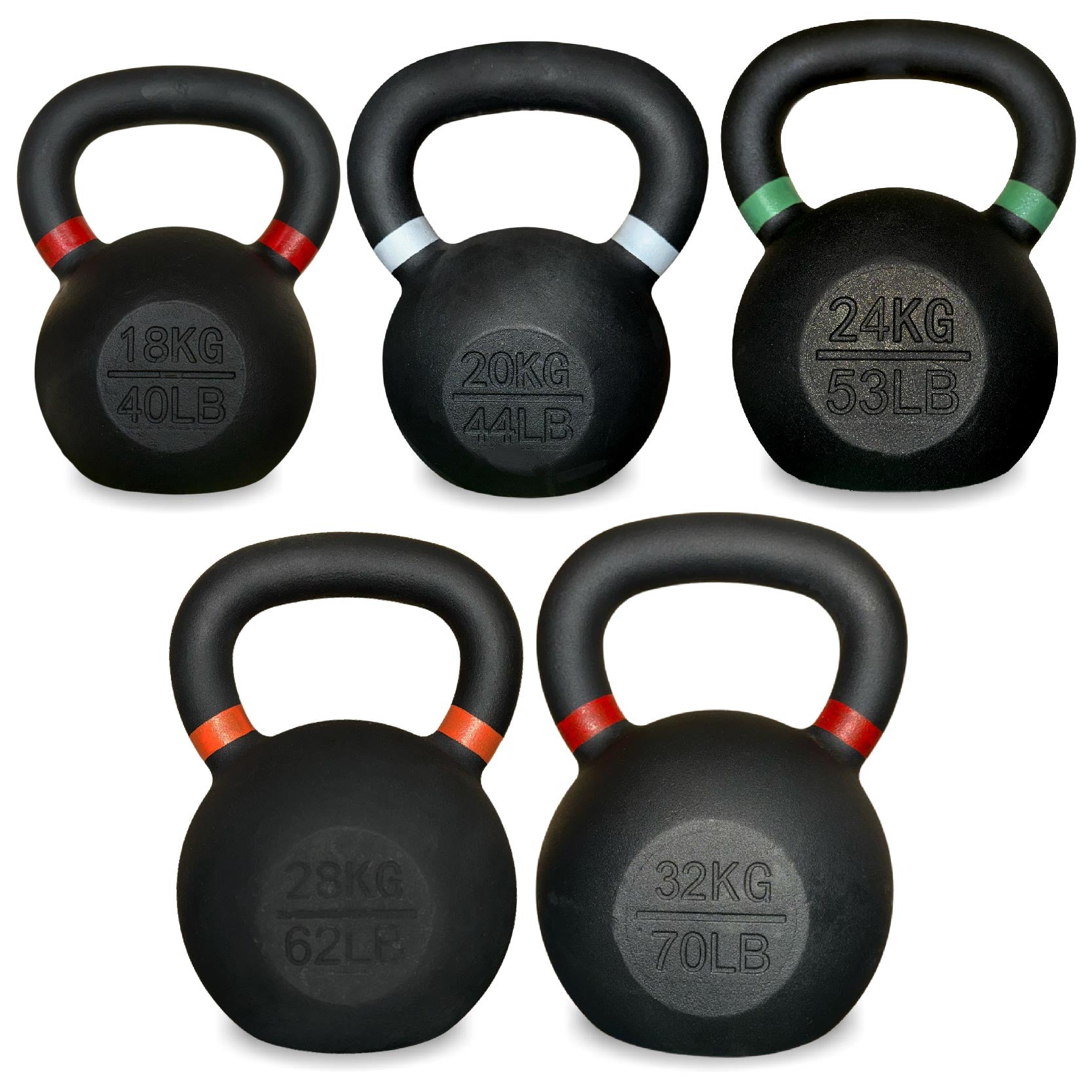 Premium Cast Iron Kettlebells – Powder‑Coated Finish with Ergonomic Grip – Strength Training Weights for Home Gym Workouts