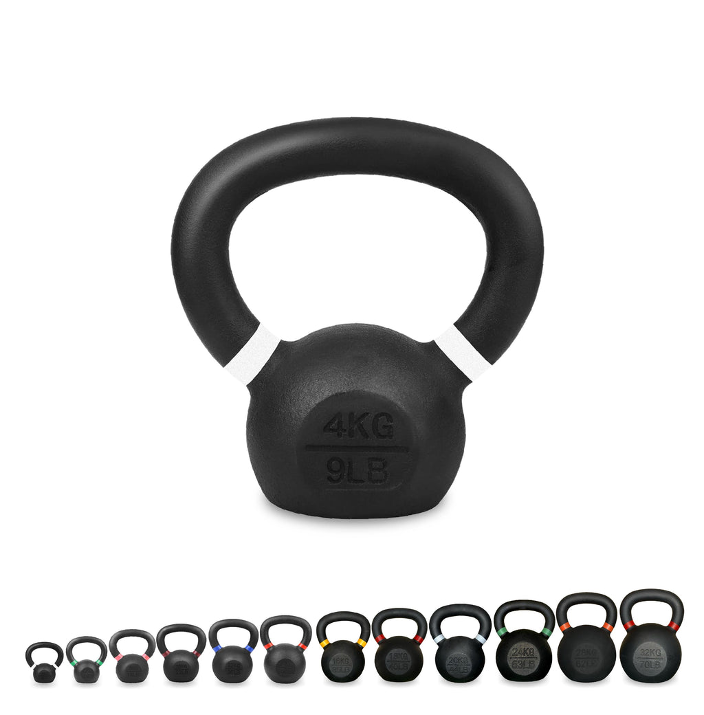 Premium Cast Iron Kettlebells – Powder‑Coated Finish with Ergonomic Grip – Strength Training Weights for Home Gym Workouts